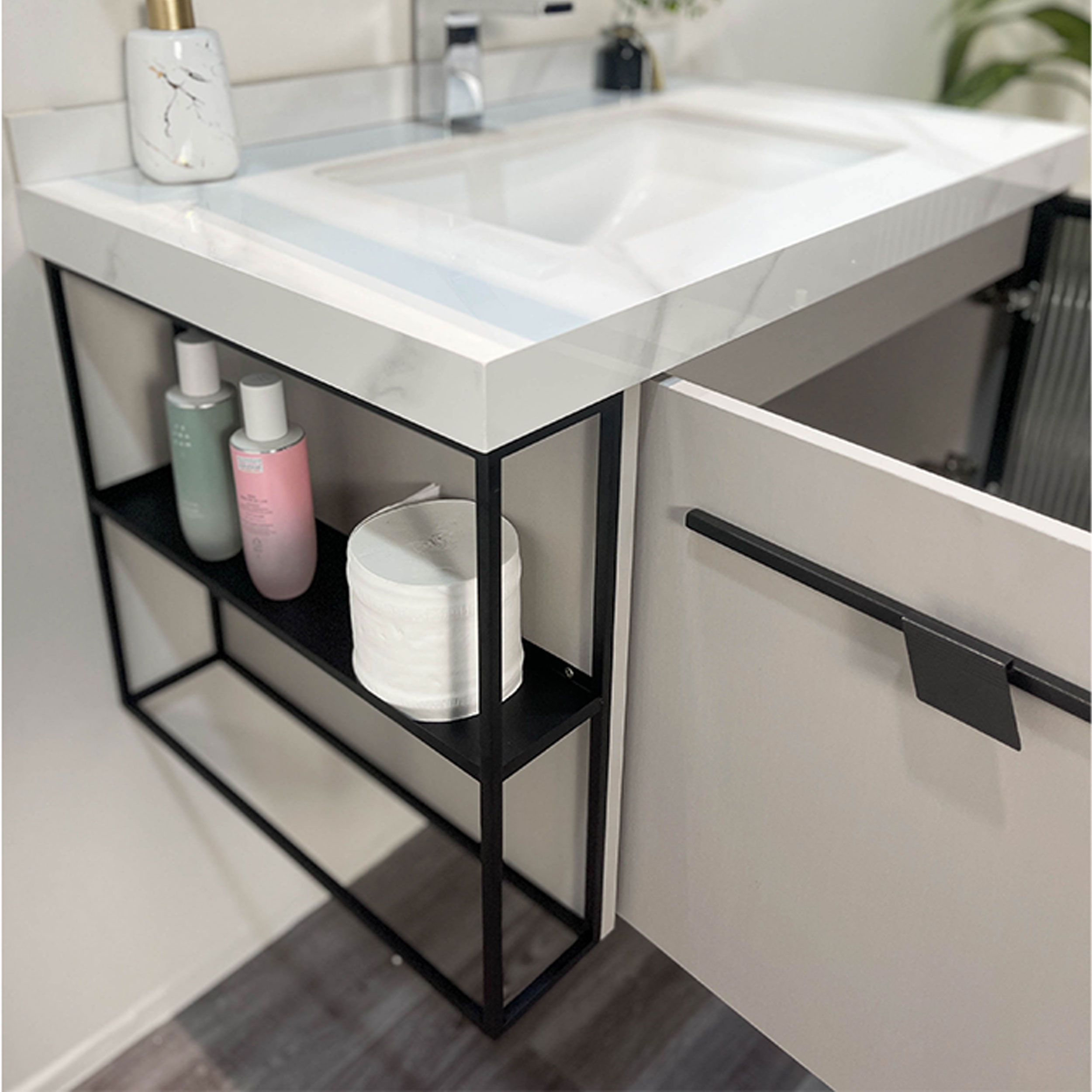 Bộ tủ chậu và gương led size 800mm MOWOEN MW6638-80