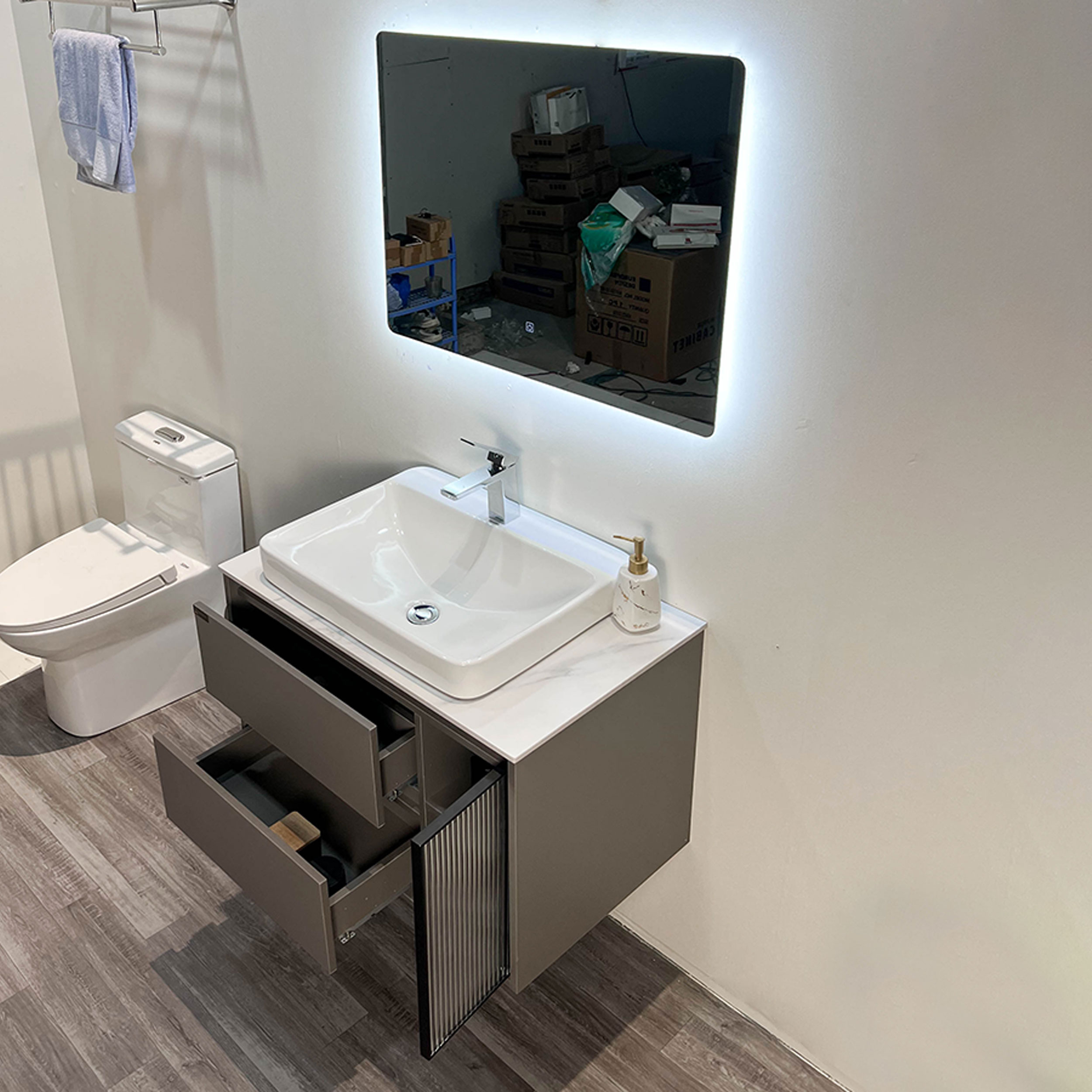 Bộ tủ chậu và gương led size 800mm MOWOEN MW6652GR-80