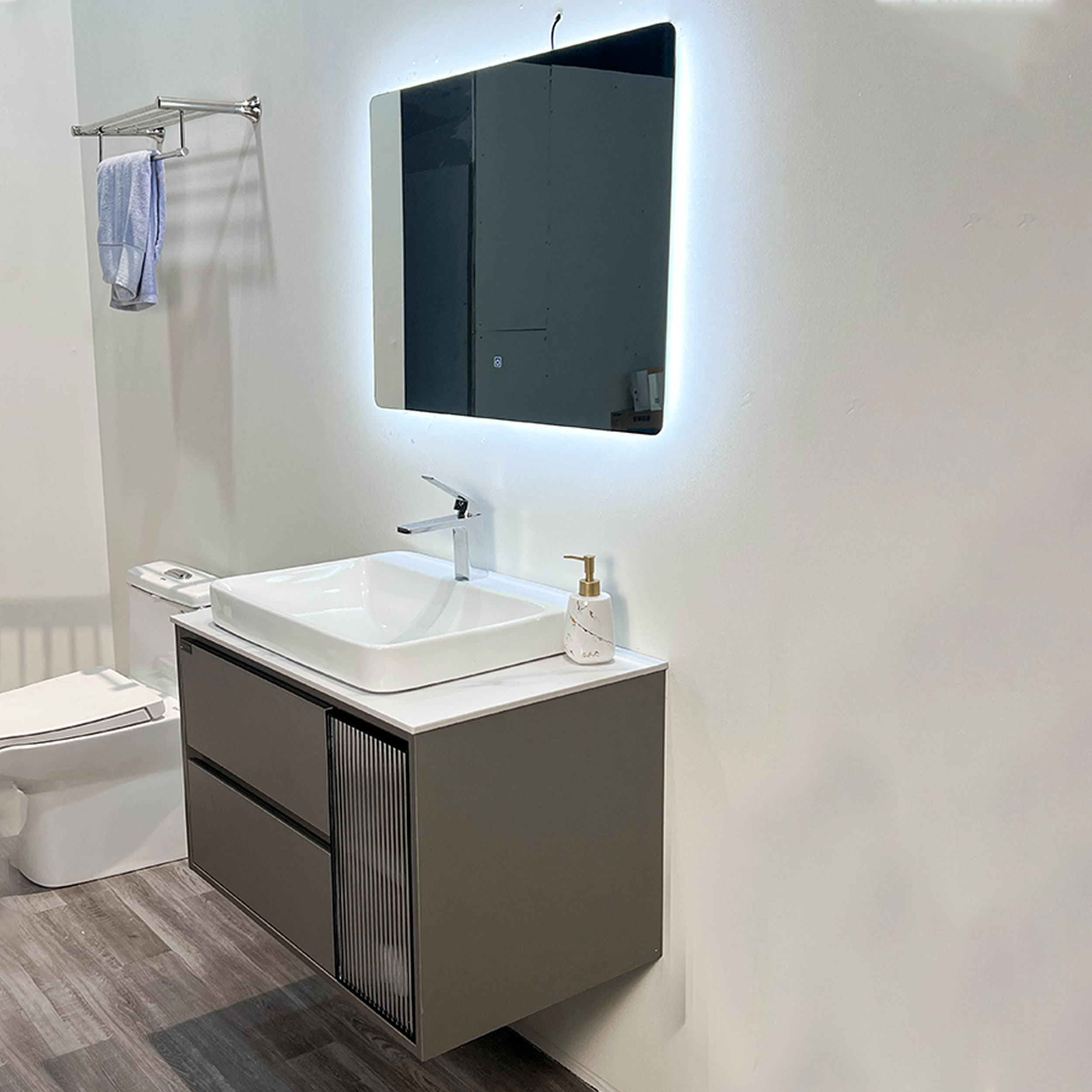 Bộ tủ chậu và gương led size 800mm MOWOEN MW6652GR-80