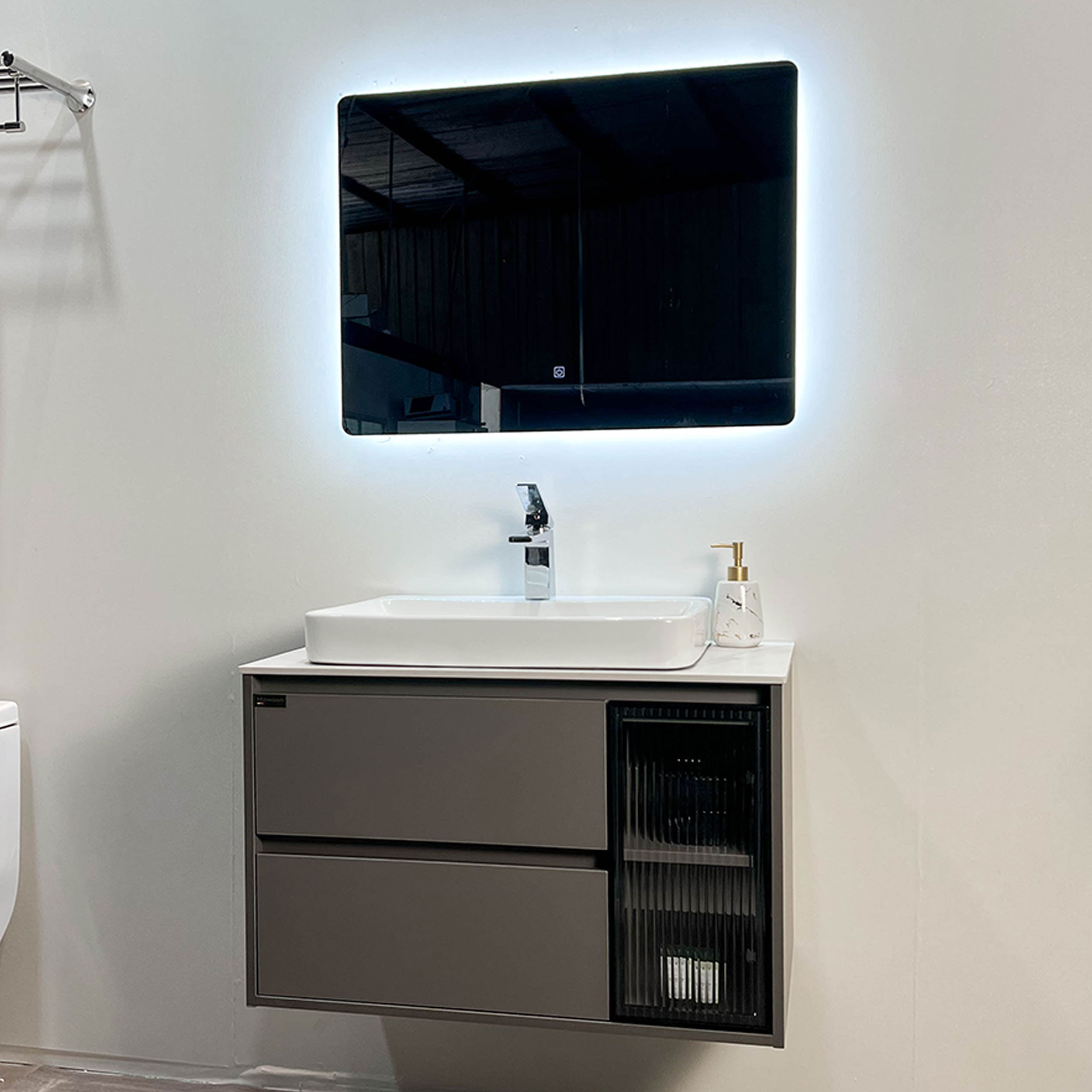 Bộ tủ chậu và gương led size 800mm MOWOEN MW6652GR-80