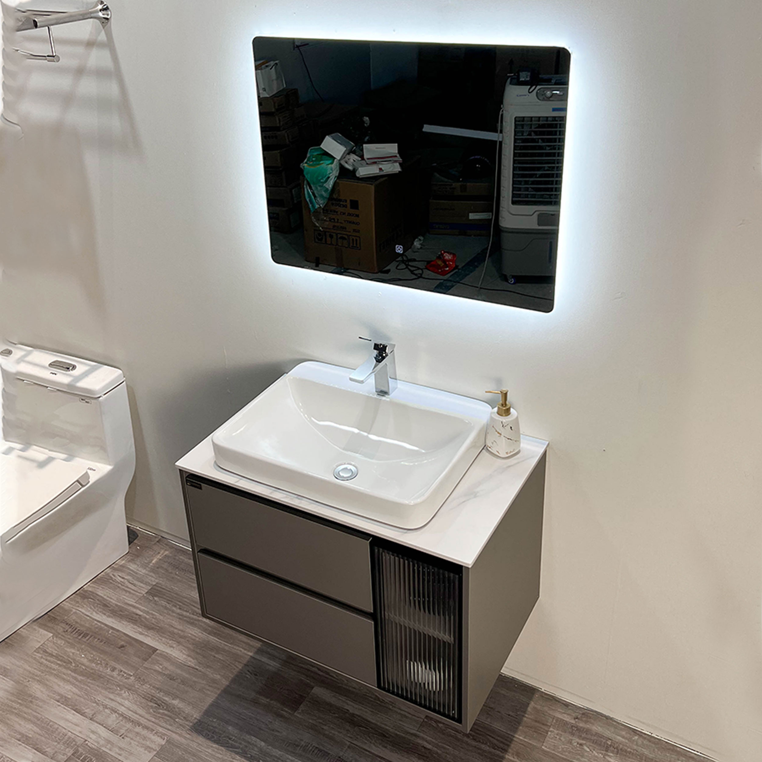 Bộ tủ chậu và gương led size 800mm MOWOEN MW6652GR-80