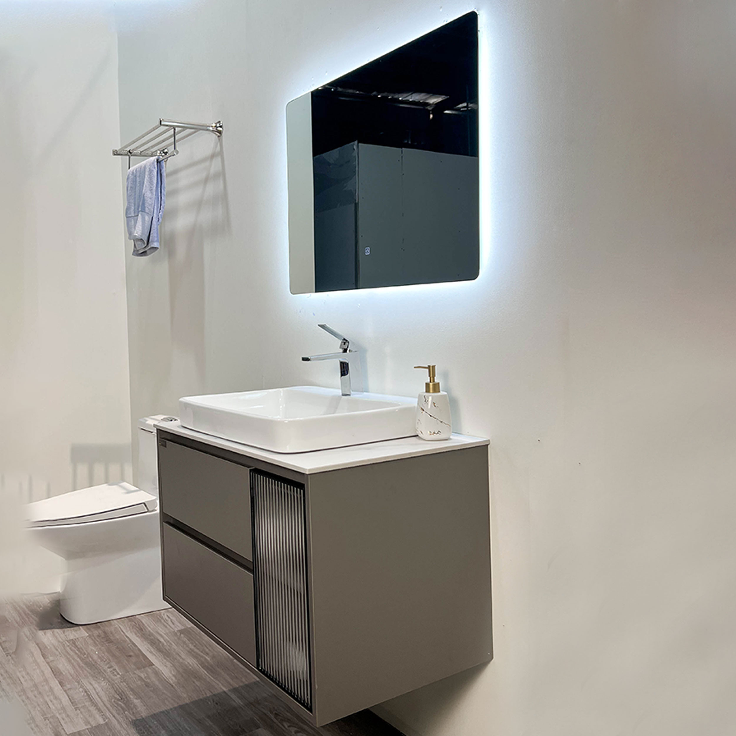 Bộ tủ chậu và gương led size 800mm MOWOEN MW6652GR-80