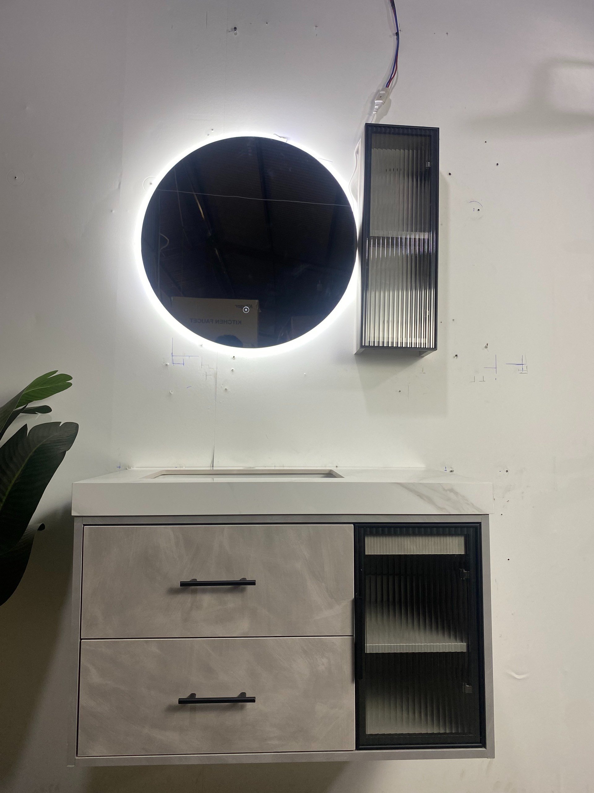 Bộ tủ chậu và gương led size 800mm MOWOEN MW6655C-80