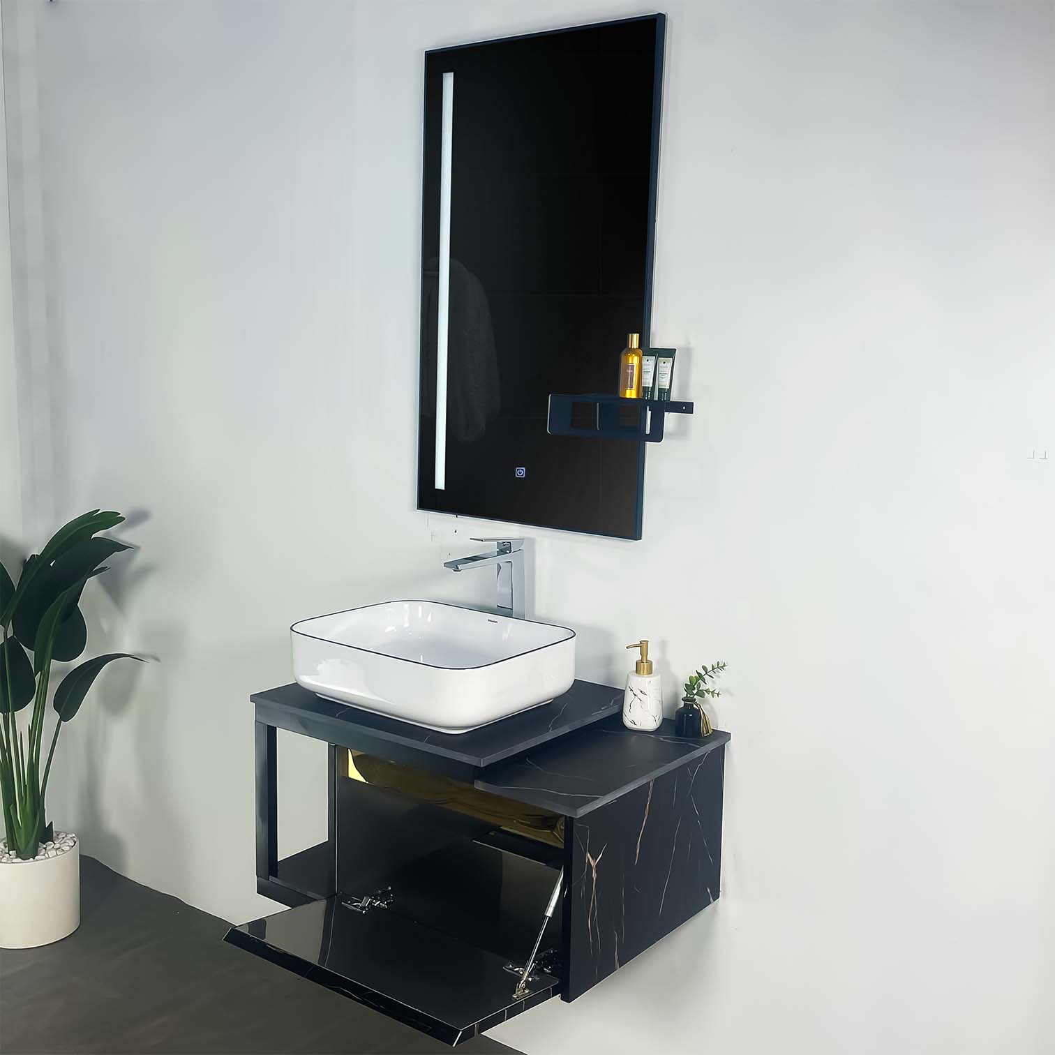 Bộ tủ chậu và gương led size 800mm MOWOEN MW6801S-80B