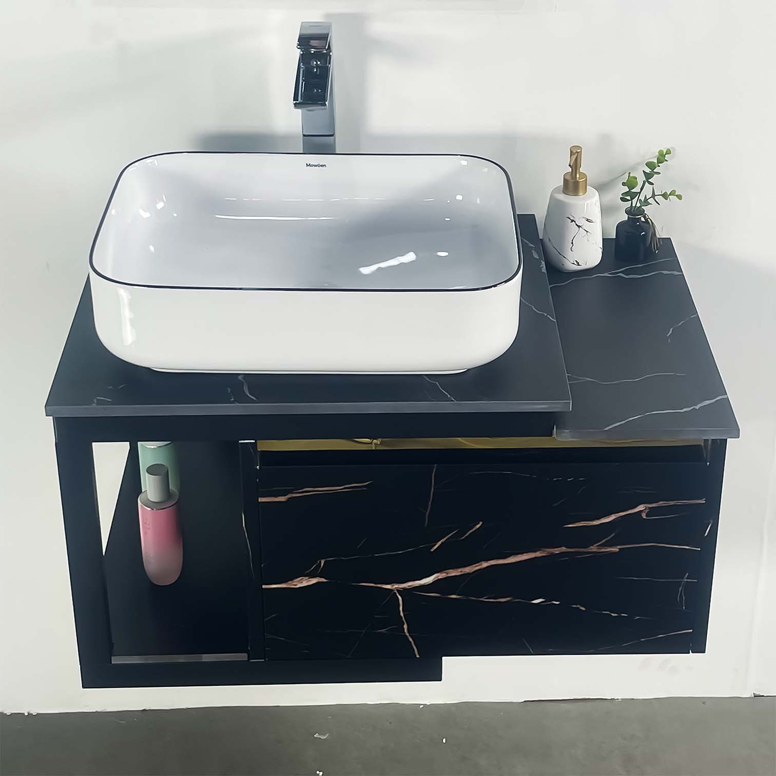 Bộ tủ chậu và gương led size 800mm MOWOEN MW6801S-80B