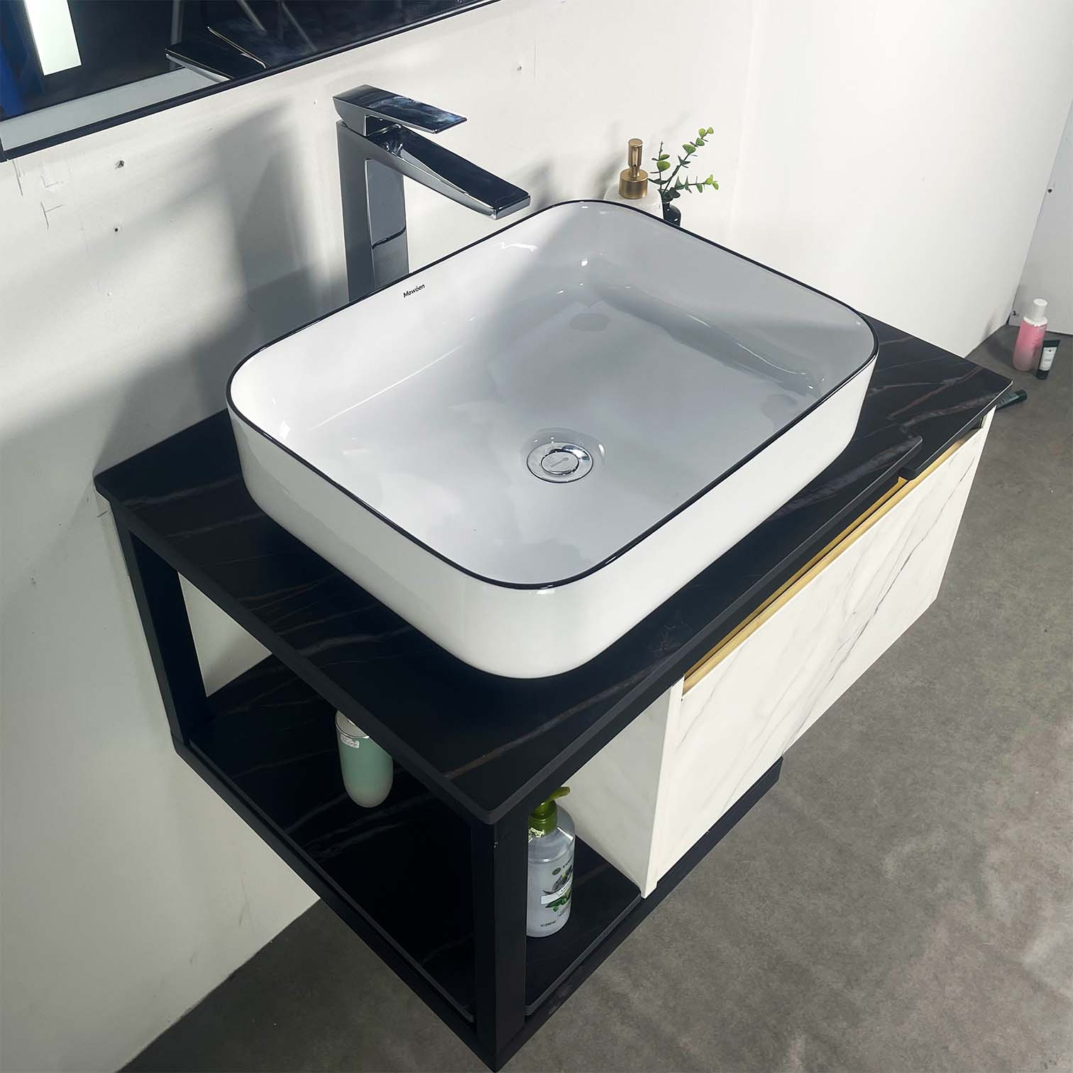 Bộ tủ chậu và gương size 800mm (gồm tủ chậu) MOWOEN MW6801S-80W
