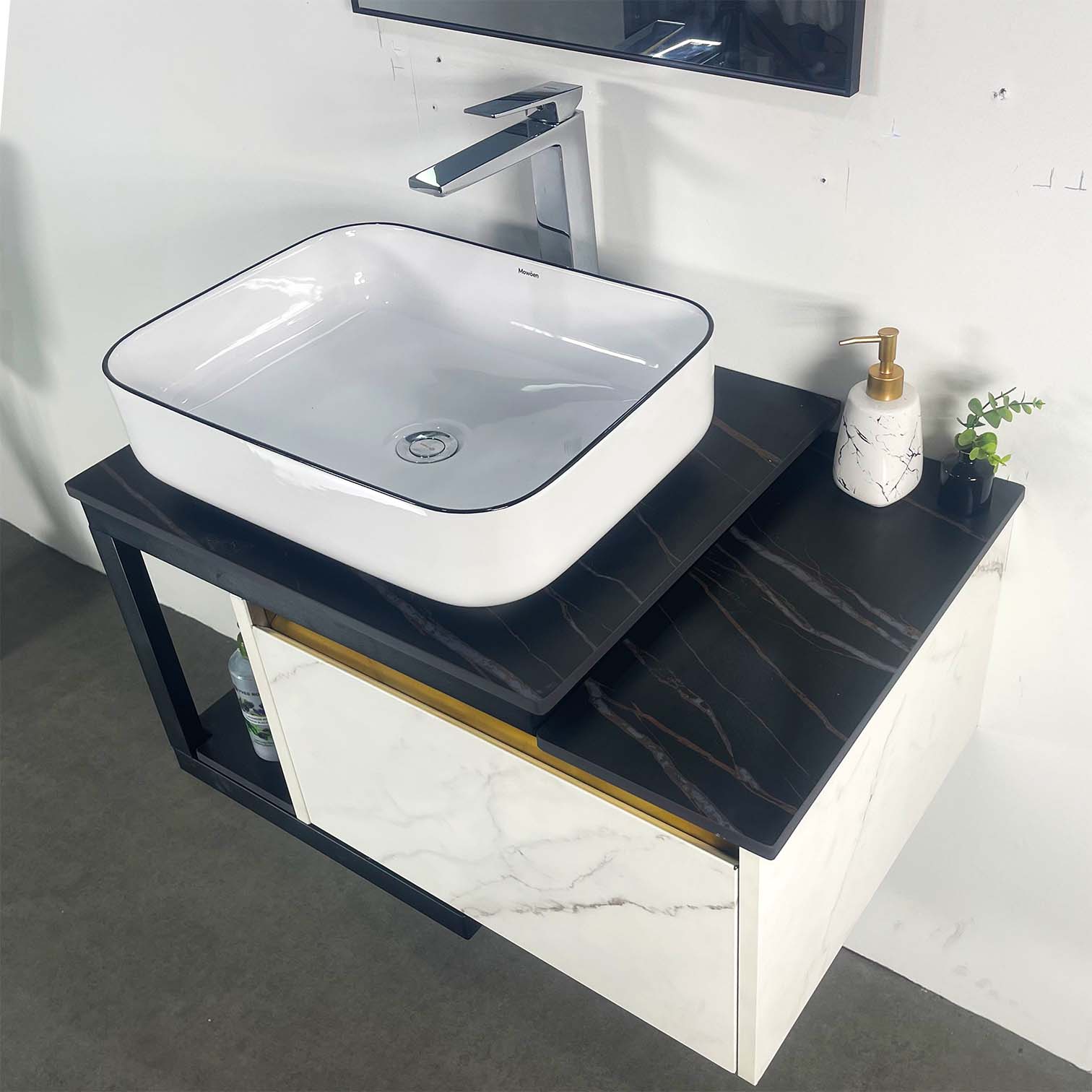 Bộ tủ chậu và gương size 800mm (gồm tủ chậu) MOWOEN MW6801S-80W