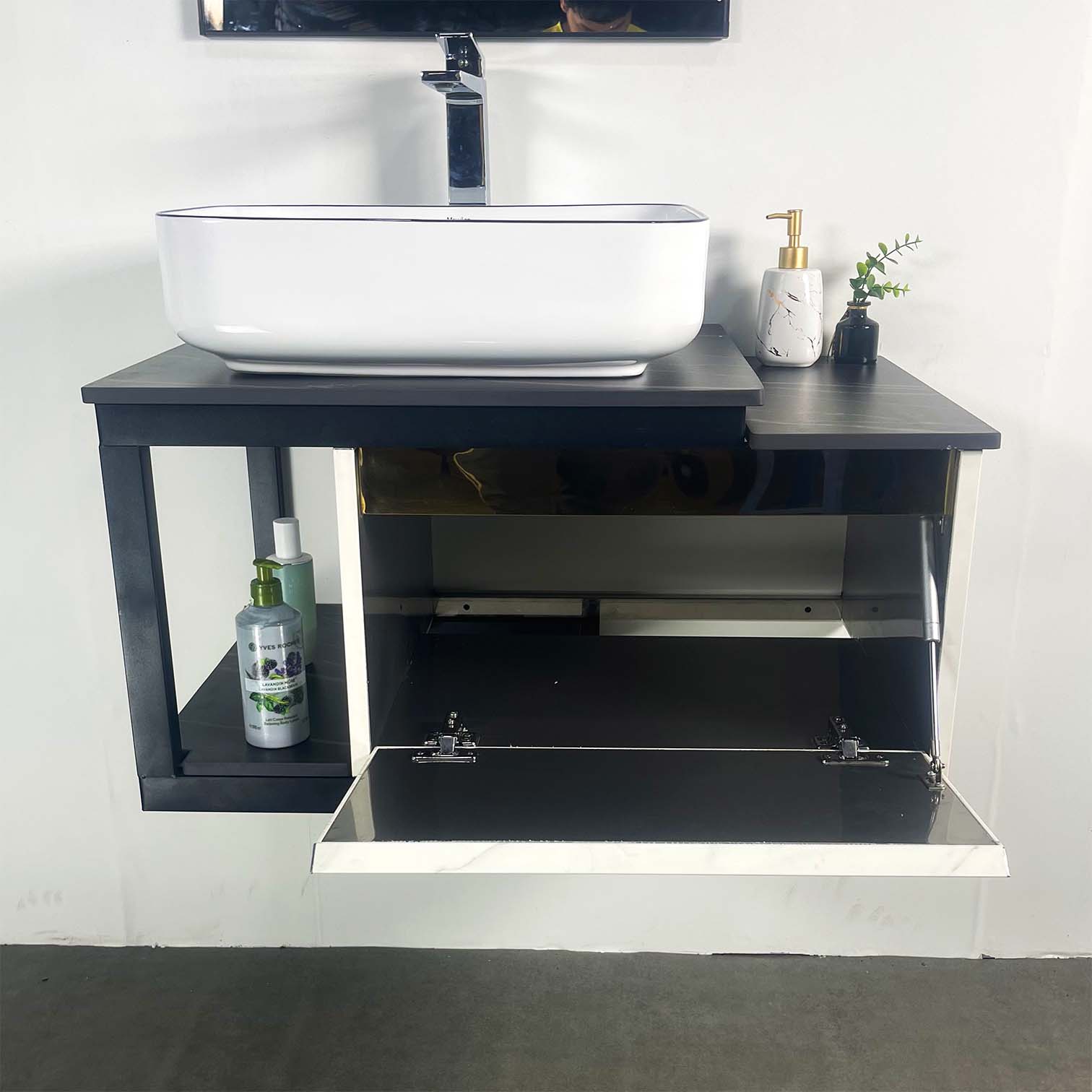 Bộ tủ chậu và gương size 800mm (gồm tủ chậu) MOWOEN MW6801S-80W