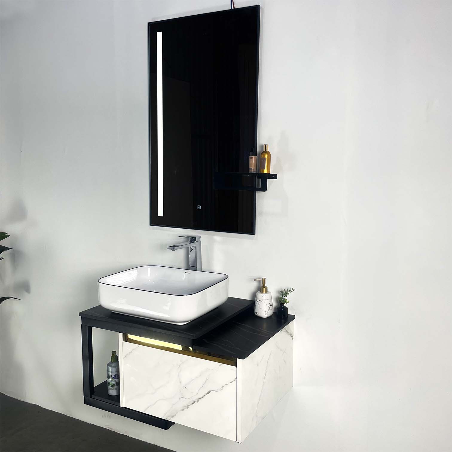 Bộ tủ chậu và gương size 800mm (gồm tủ chậu) MOWOEN MW6801S-80W
