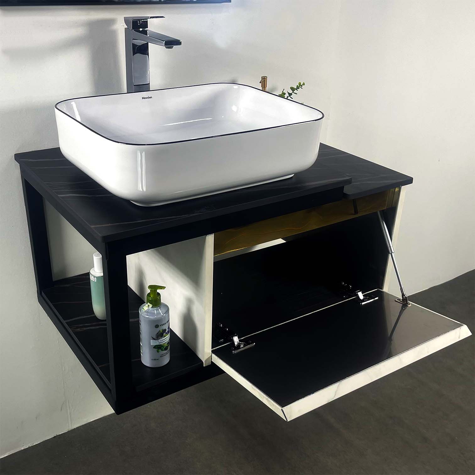 Bộ tủ chậu và gương size 800mm (gồm tủ chậu) MOWOEN MW6801S-80W