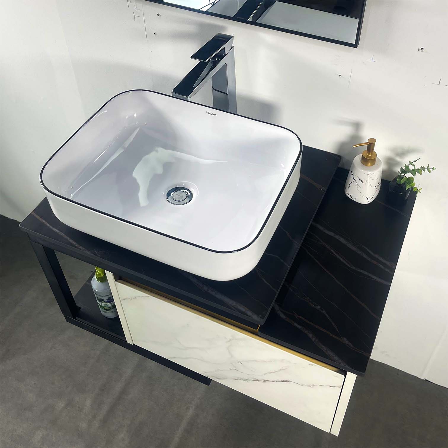 Bộ tủ chậu và gương size 800mm (gồm tủ chậu) MOWOEN MW6801S-80W