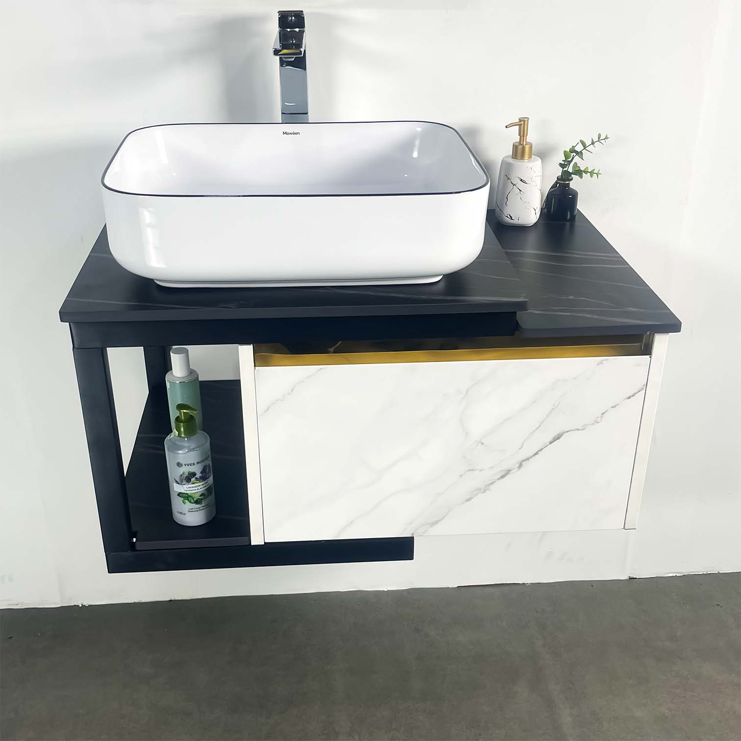 Bộ tủ chậu và gương size 800mm (gồm tủ chậu) MOWOEN MW6801S-80W