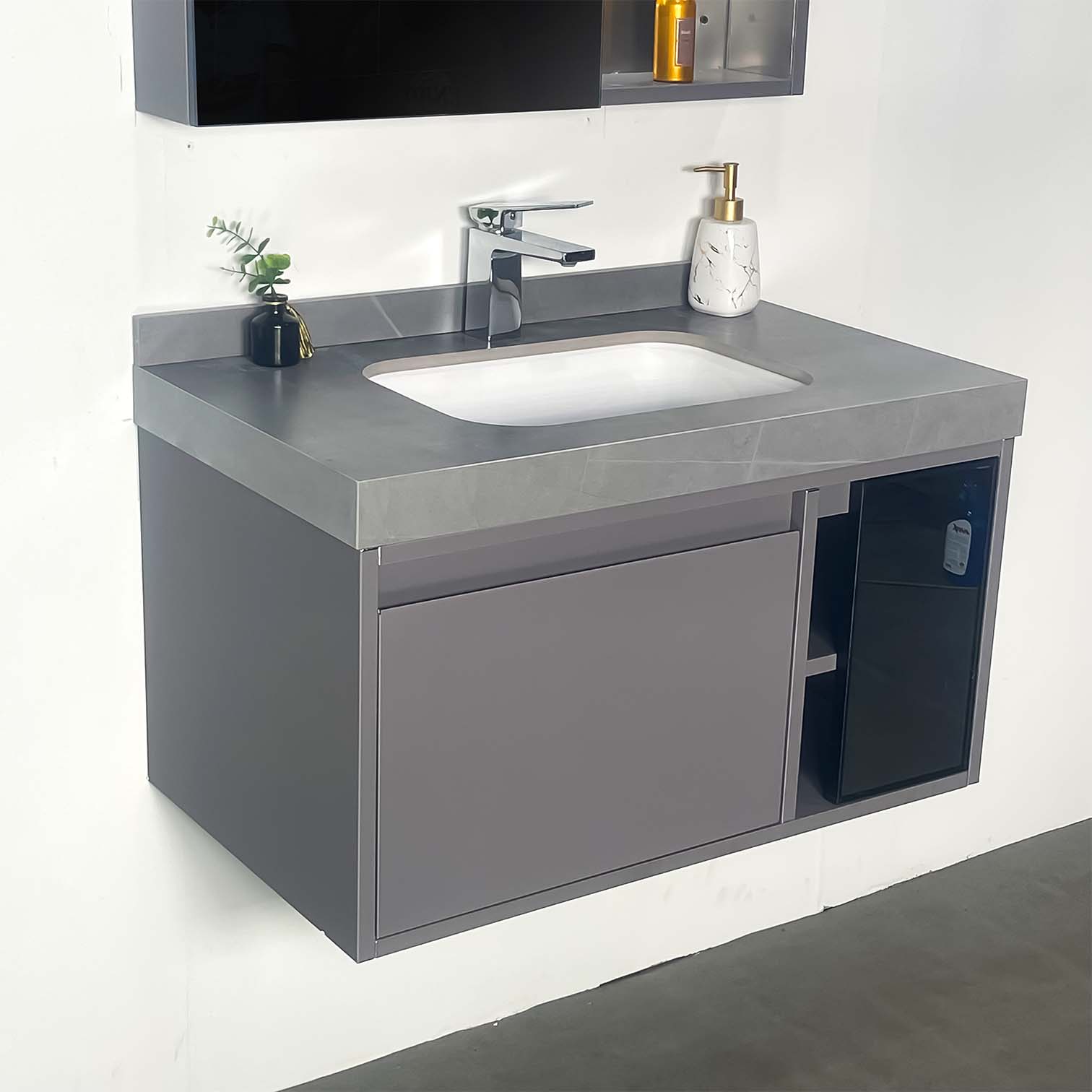 Bộ tủ chậu và gương led size 800mm MOWOEN MW6803S-80