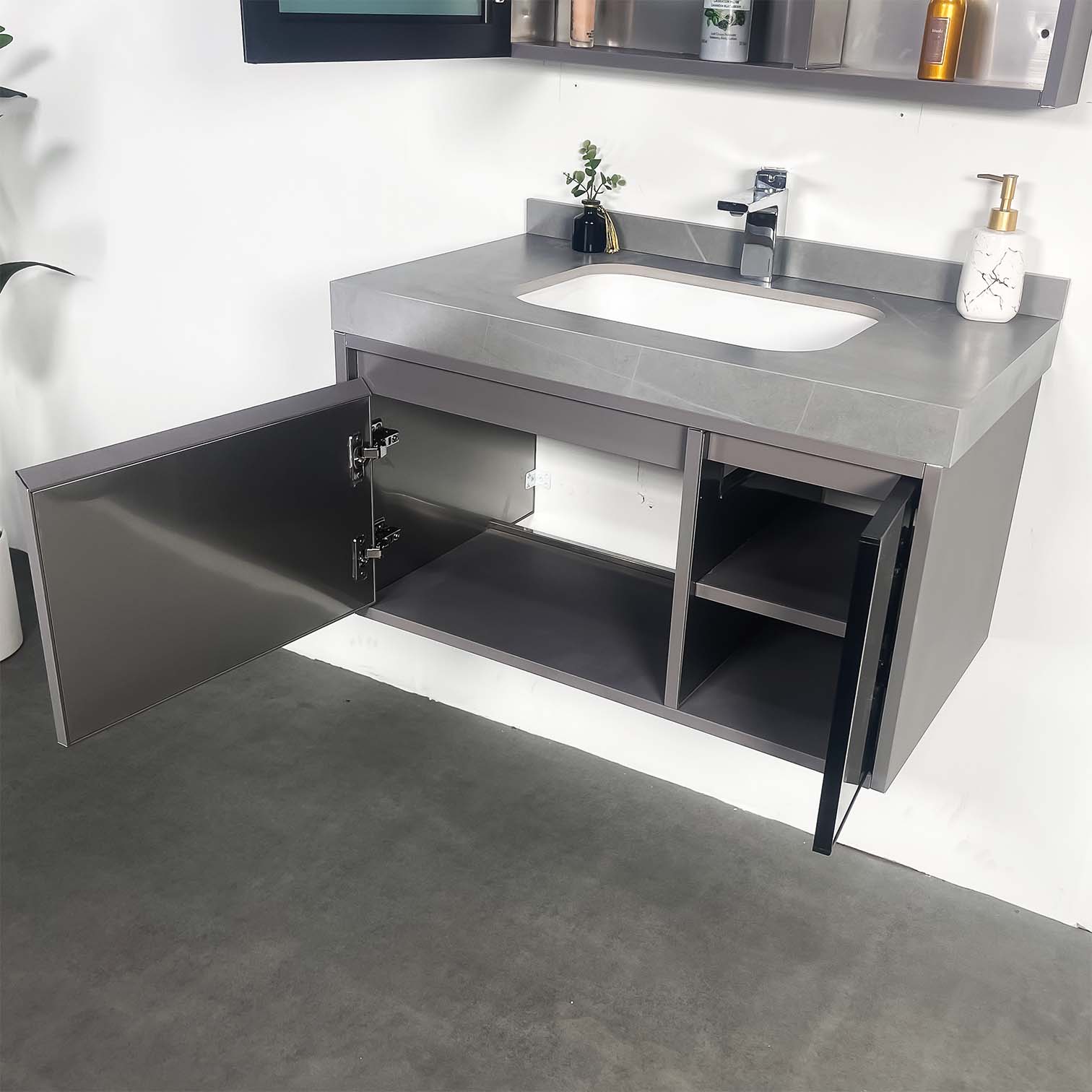 Bộ tủ chậu và gương led size 800mm MOWOEN MW6803S-80