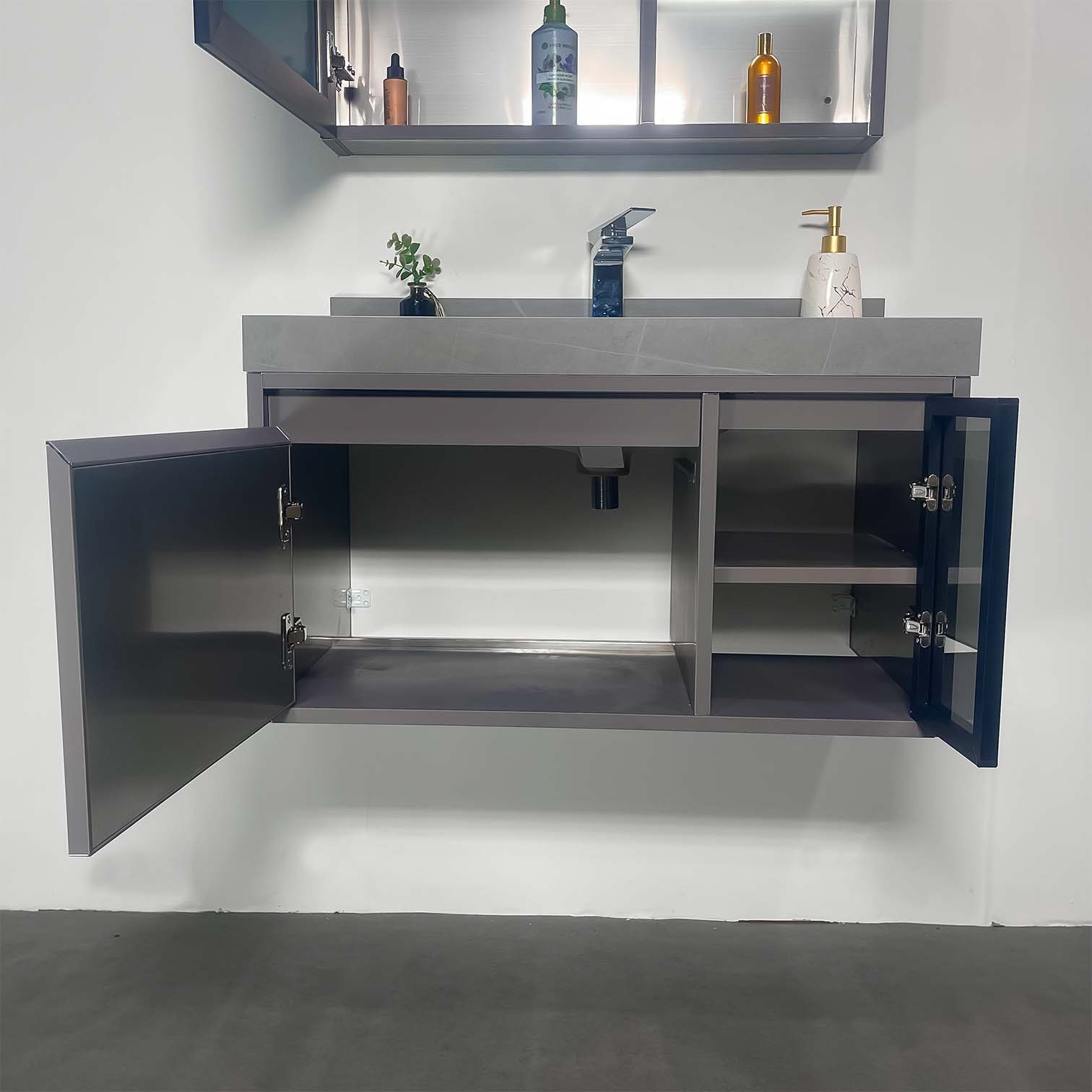 Bộ tủ chậu và gương led size 800mm MOWOEN MW6803S-80