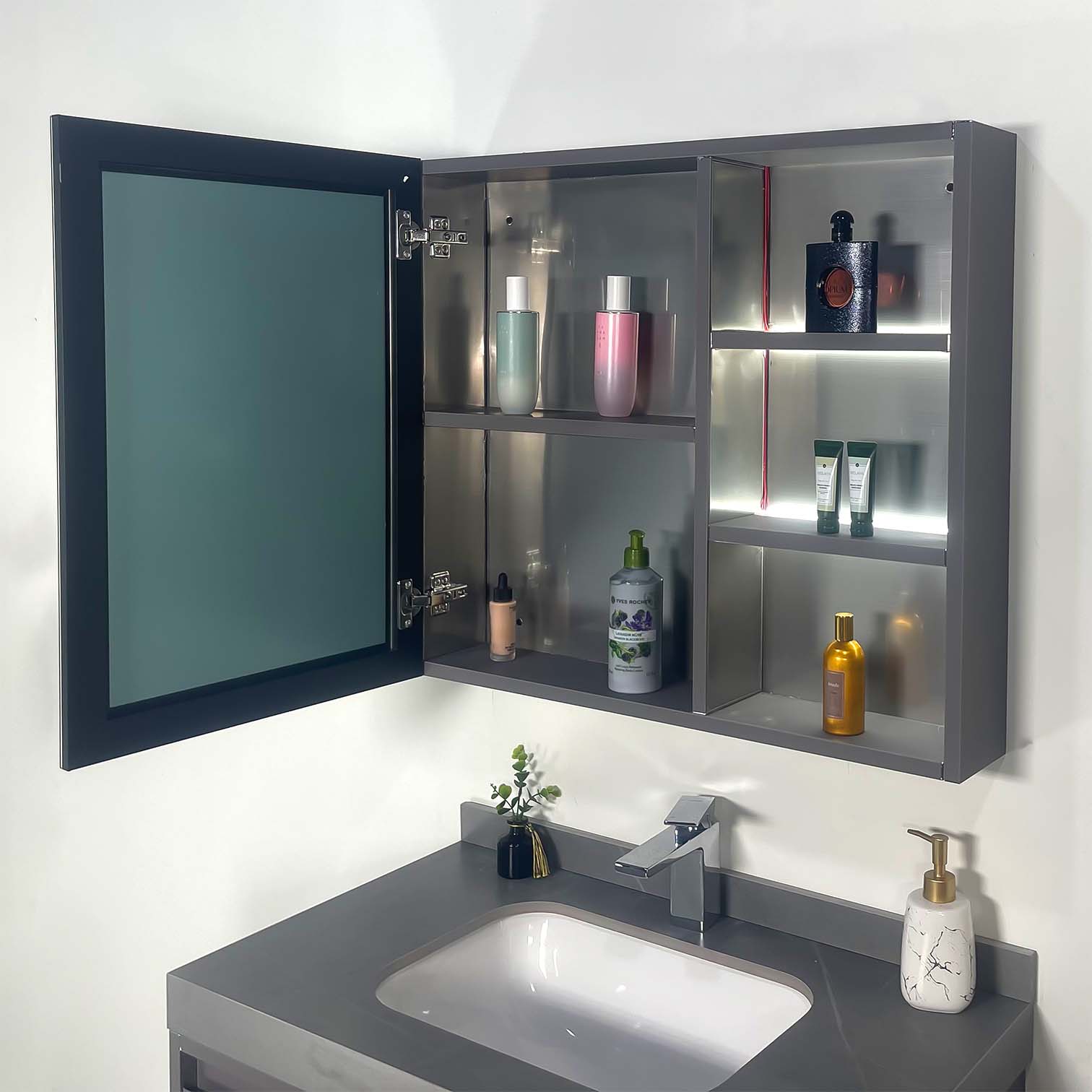 Bộ tủ chậu và gương led size 800mm MOWOEN MW6803S-80