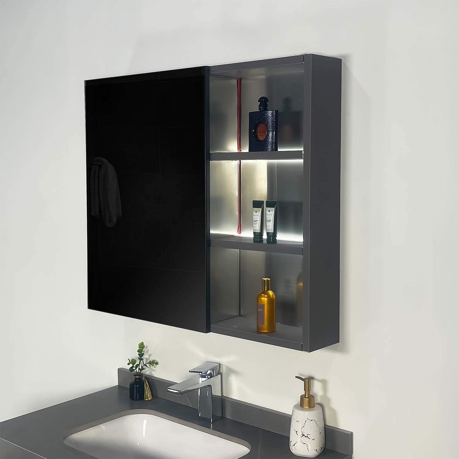 Bộ tủ chậu và gương led size 800mm MOWOEN MW6803S-80