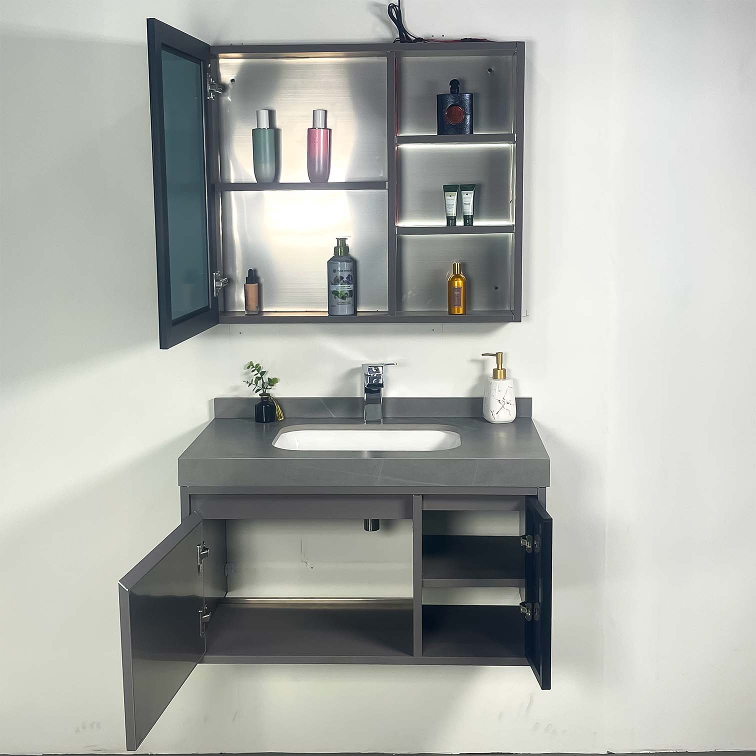 Bộ tủ chậu và gương led size 800mm MOWOEN MW6803S-80