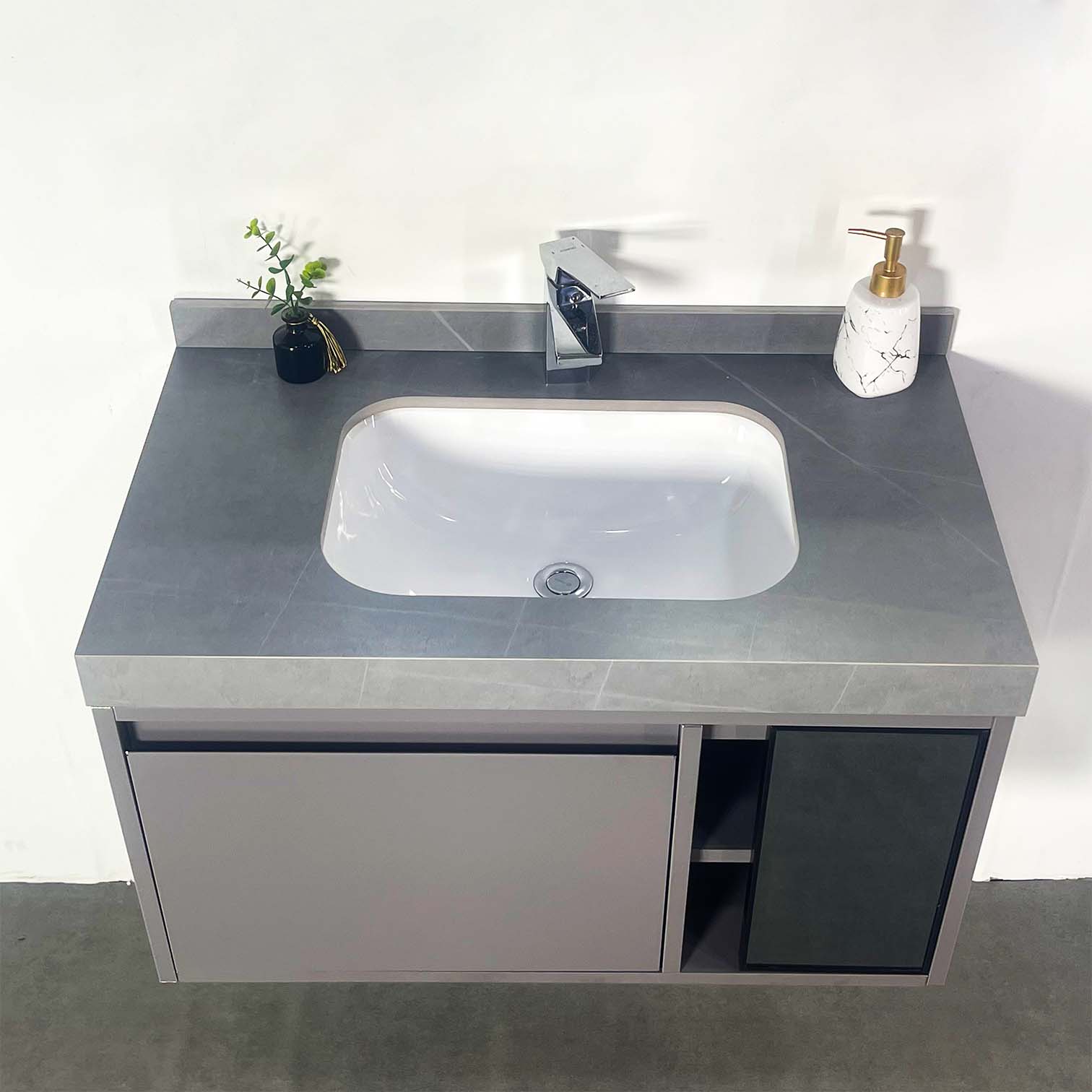 Bộ tủ chậu và gương led size 800mm MOWOEN MW6803S-80