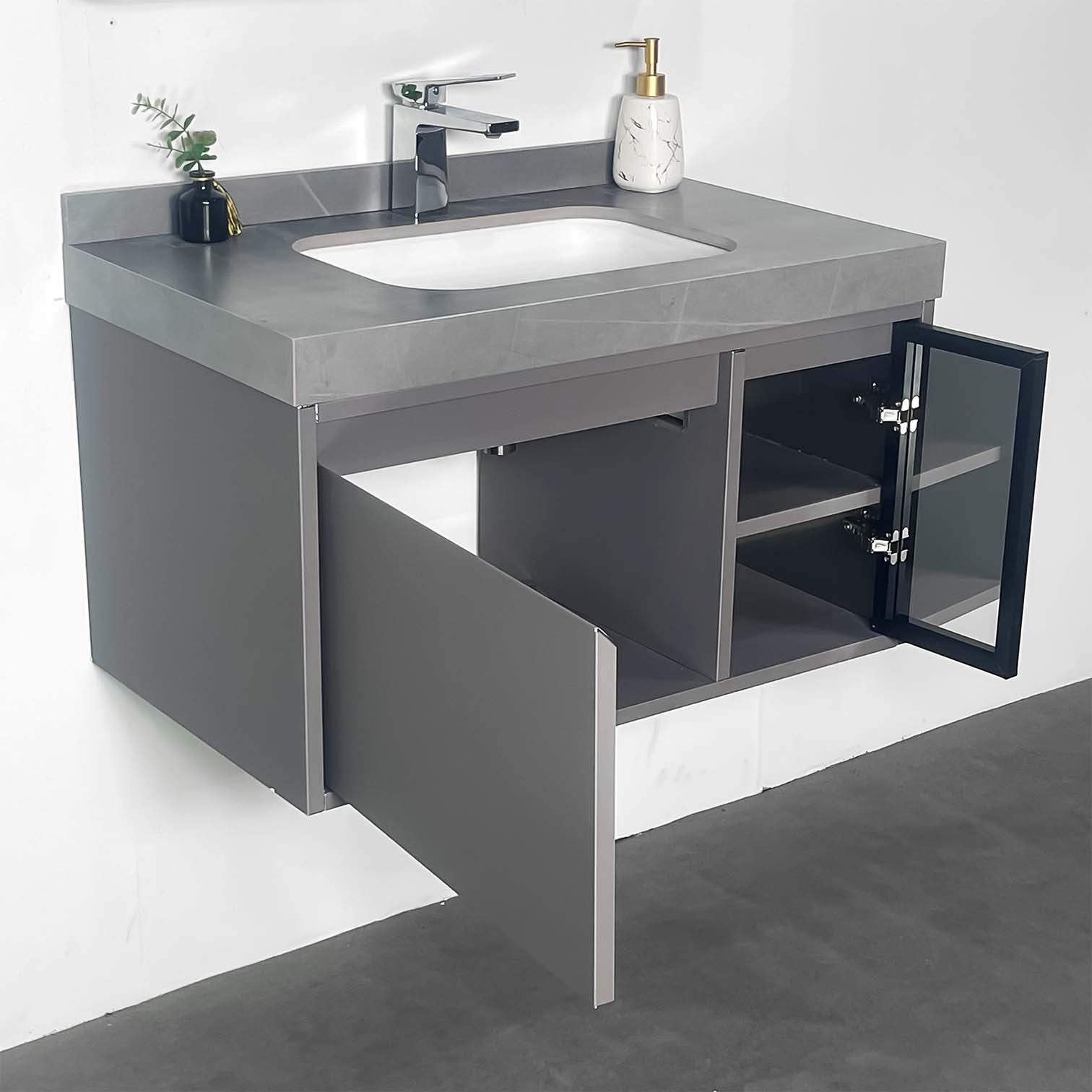 Bộ tủ chậu và gương led size 800mm MOWOEN MW6803S-80