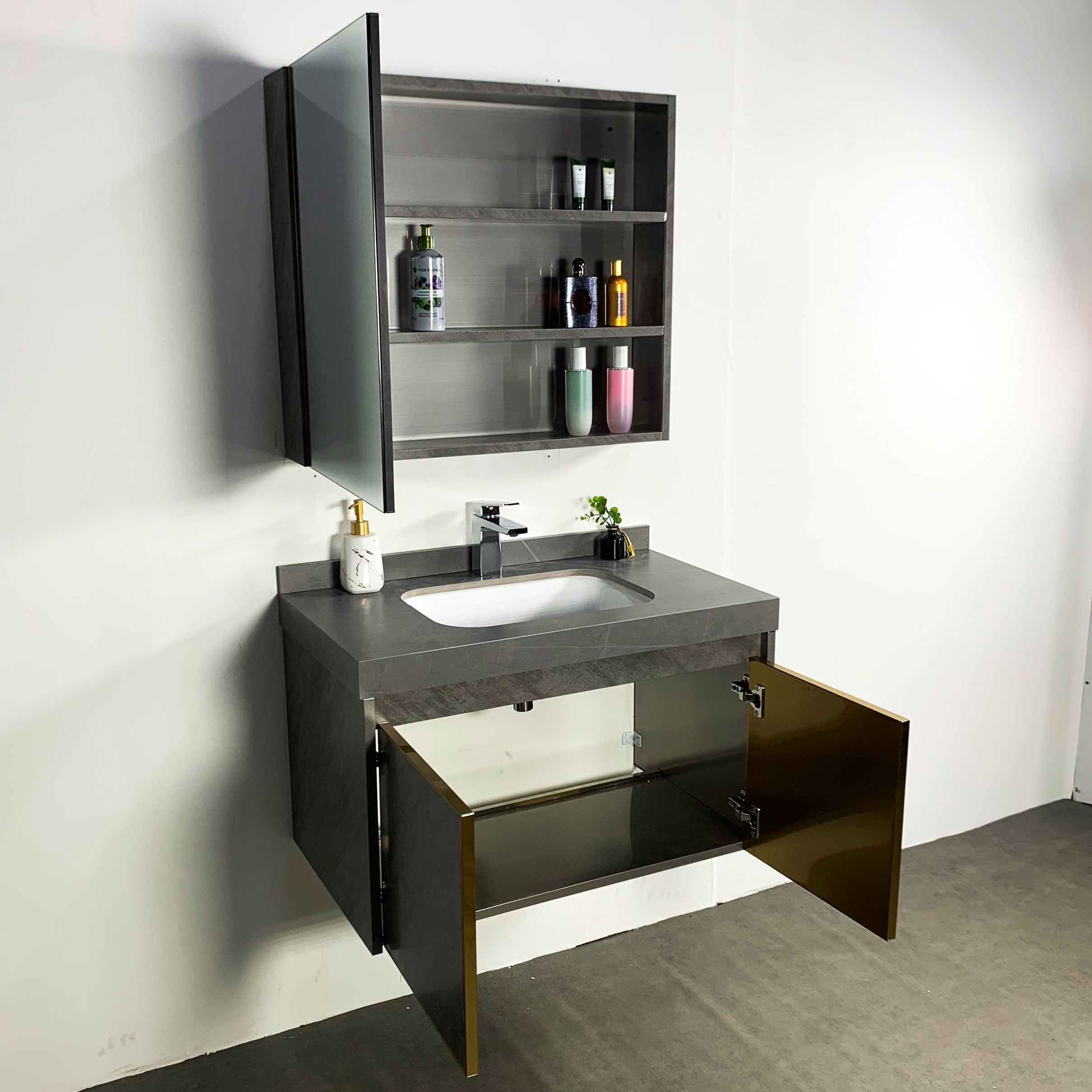 Bộ tủ chậu và gương size 800mm MOWOEN MW6806S-80