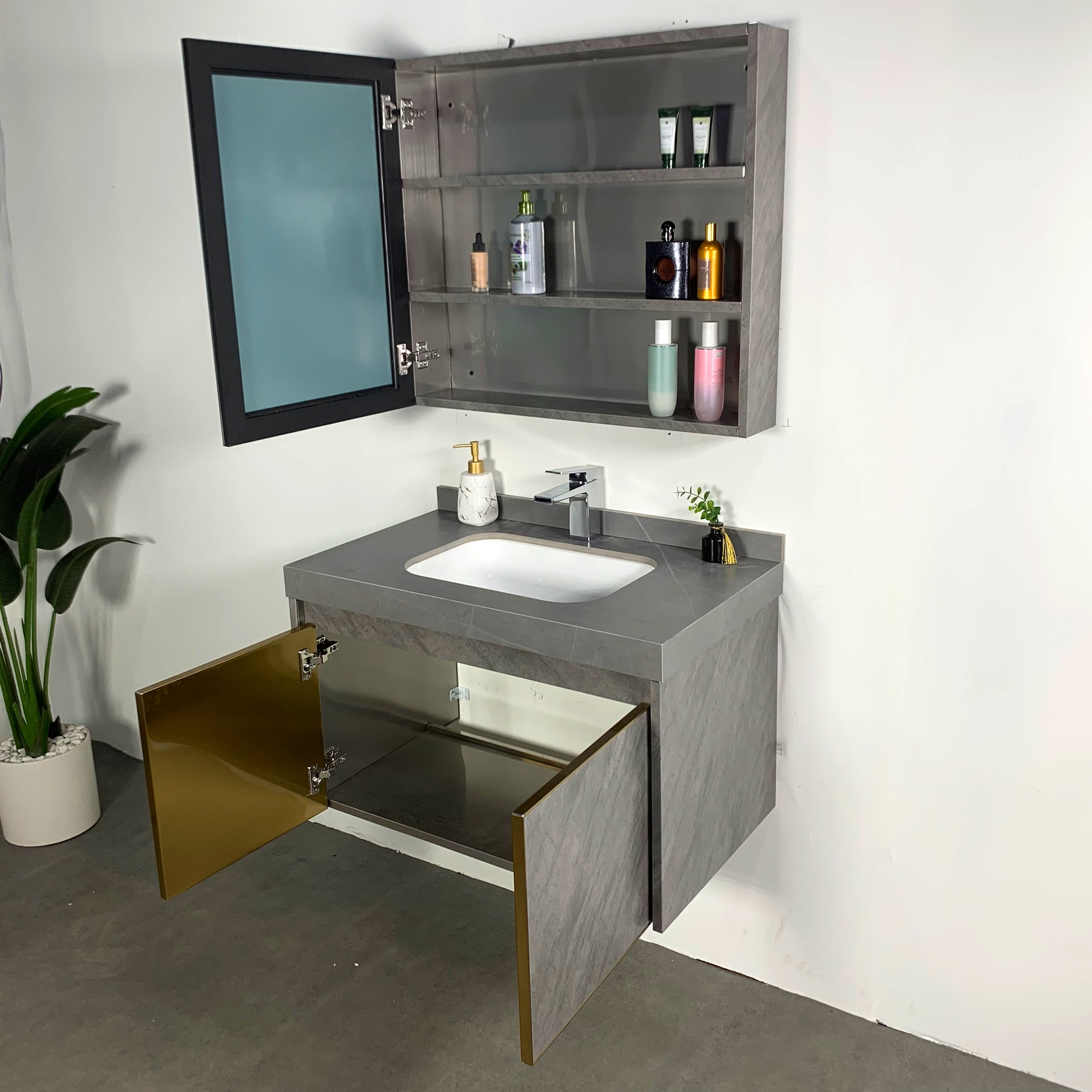 Bộ tủ chậu và gương size 800mm MOWOEN MW6806S-80