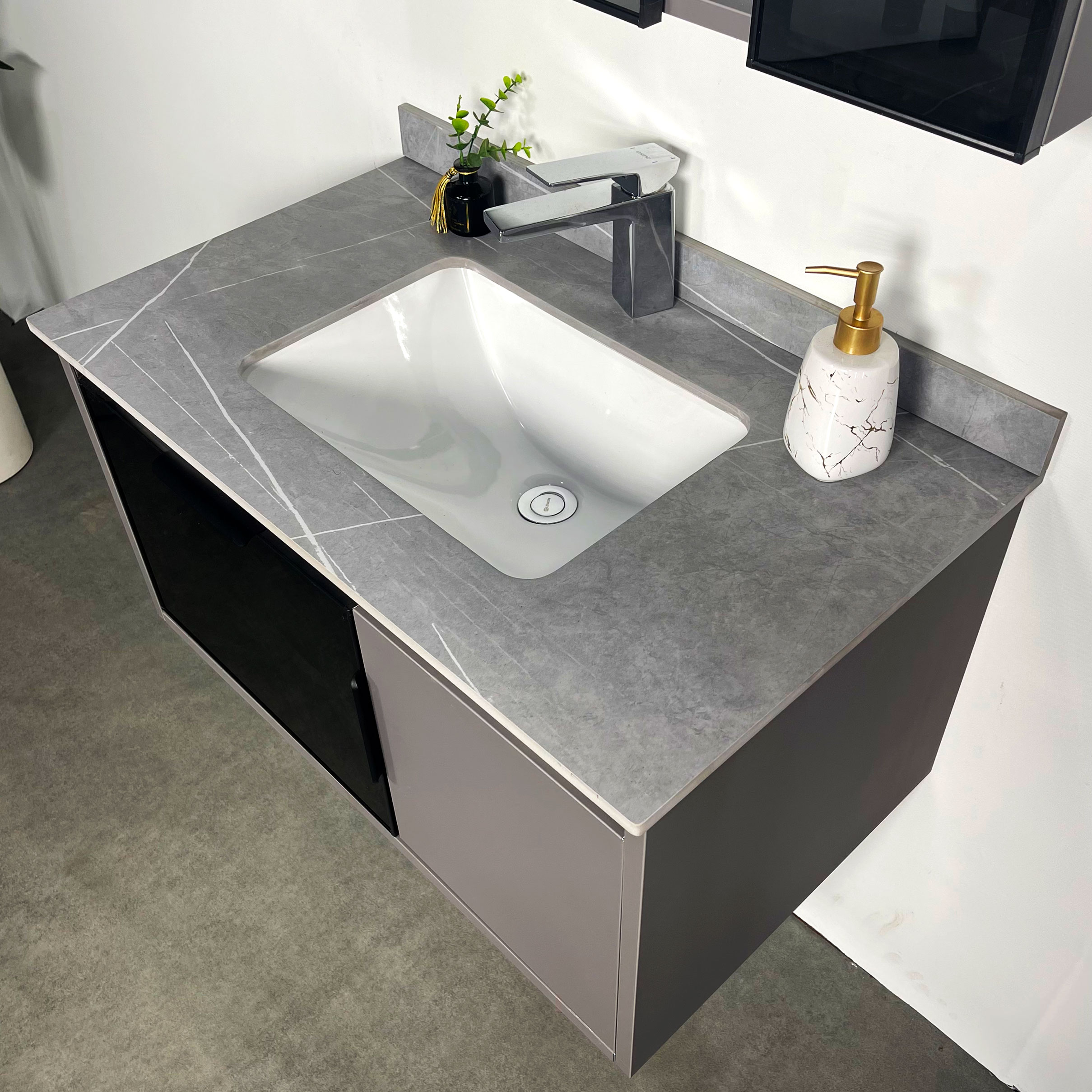 Bộ tủ chậu và gương led size 800mm MOWOEN MW6809S-80