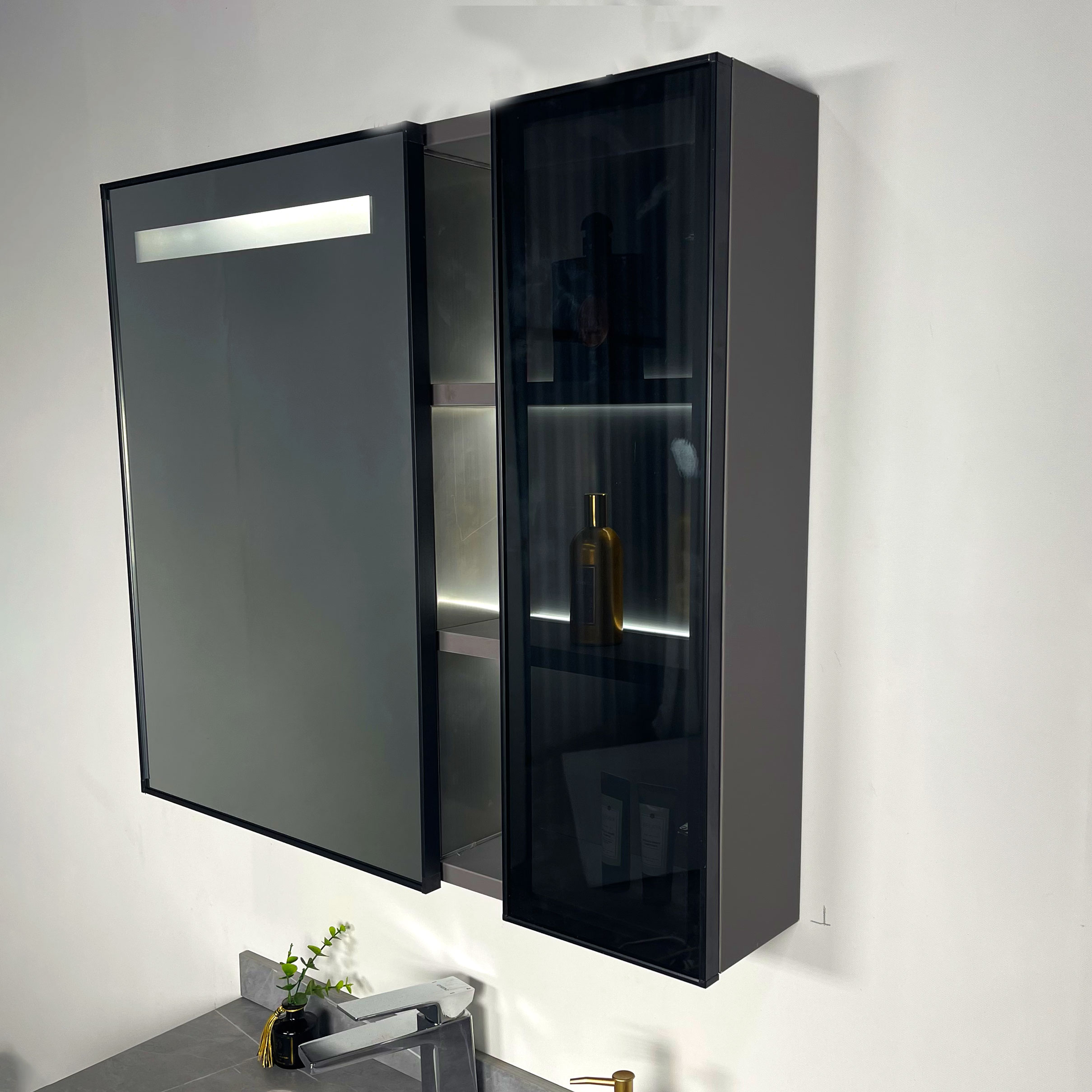 Bộ tủ chậu và gương led size 800mm MOWOEN MW6809S-80