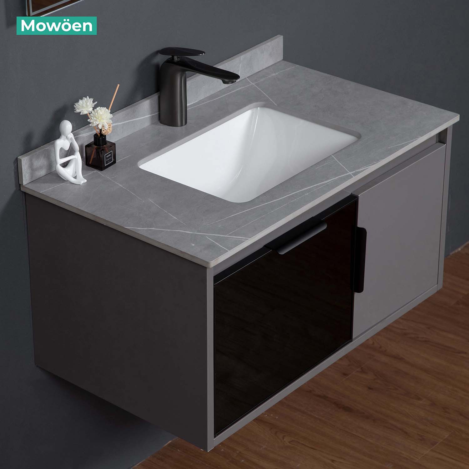 Bộ tủ chậu và gương led size 800mm MOWOEN MW6809S-80R