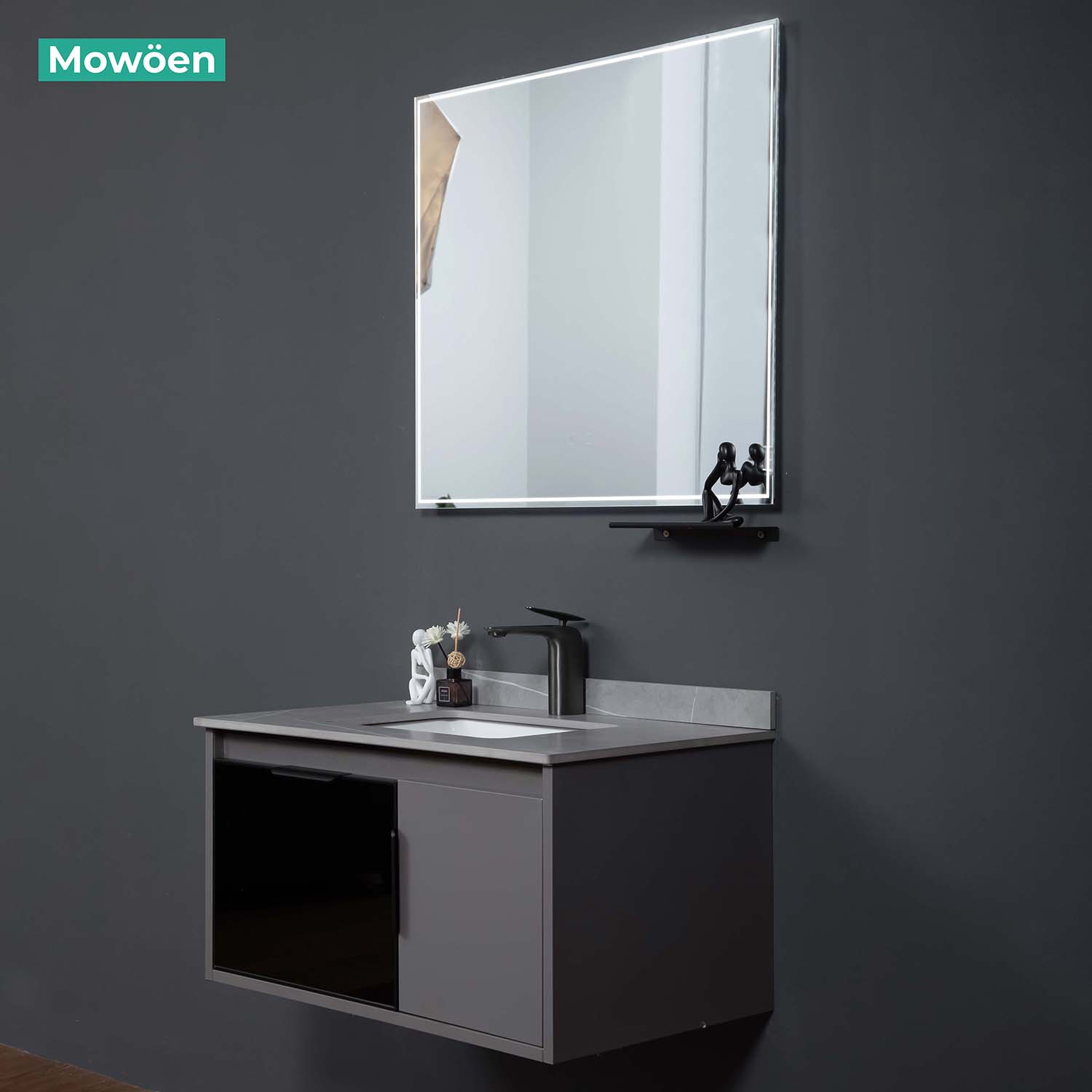Bộ tủ chậu và gương led size 800mm MOWOEN MW6809S-80R