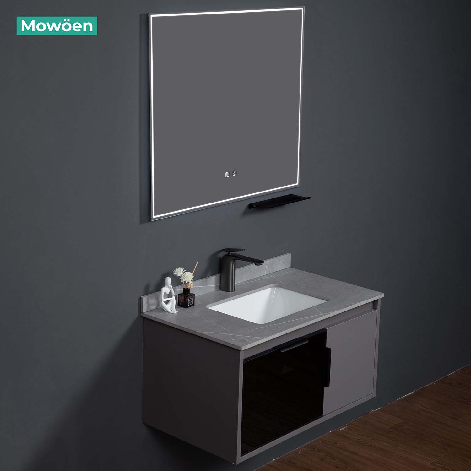 Bộ tủ chậu và gương led size 800mm MOWOEN MW6809S-80R