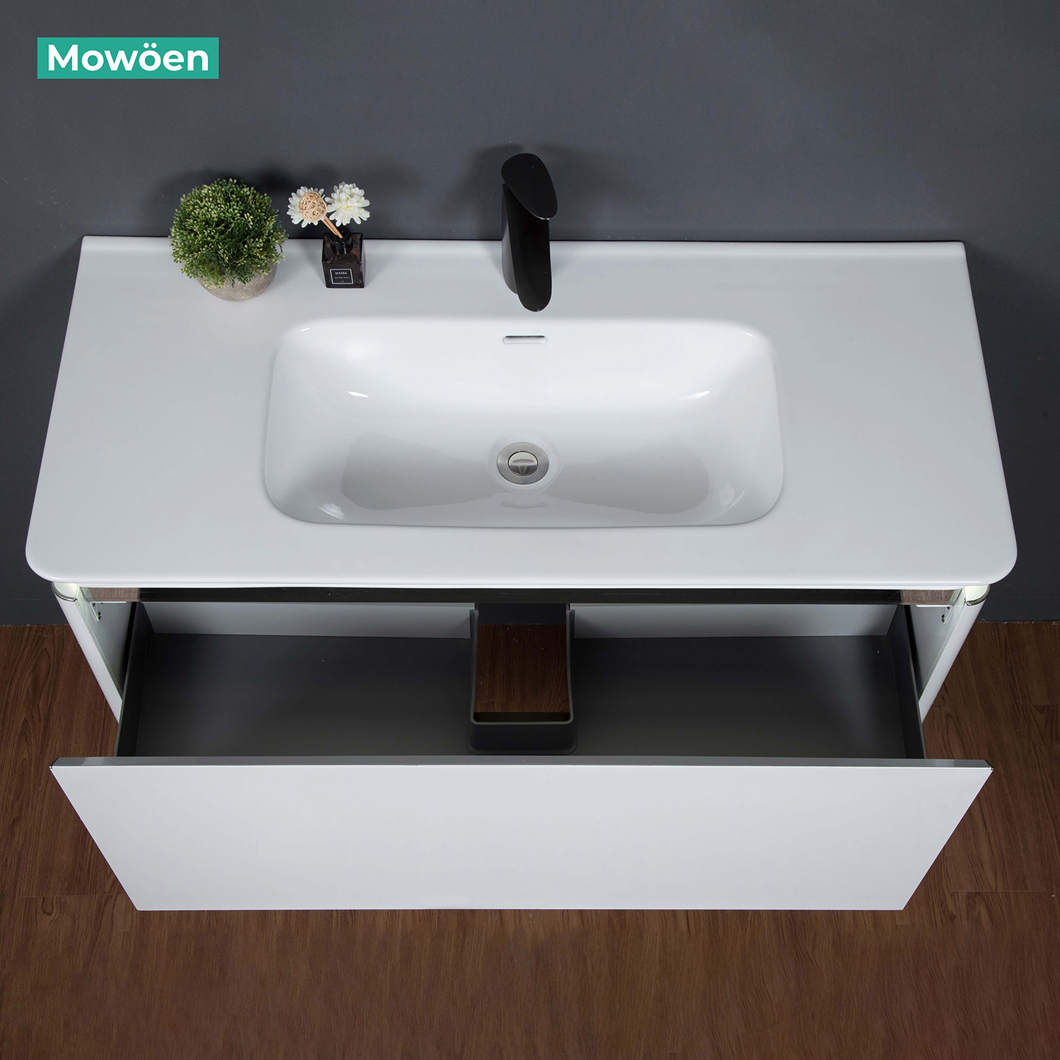 Bộ tủ chậu và tủ gương led inox 304 size 1000mm MOWOEN MW6812S-100