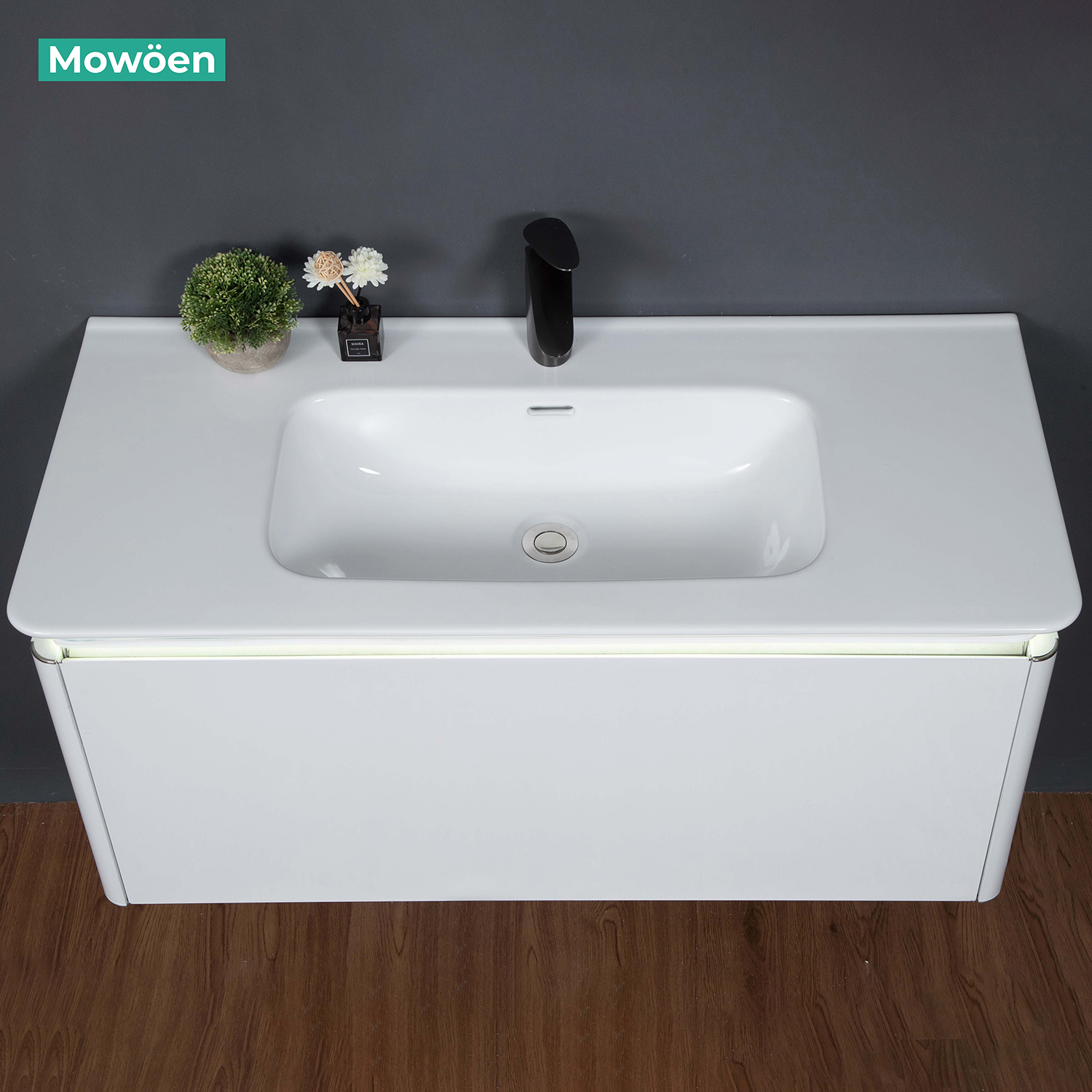 Bộ tủ chậu và tủ gương led inox 304 size 1000mm MOWOEN MW6812S-100