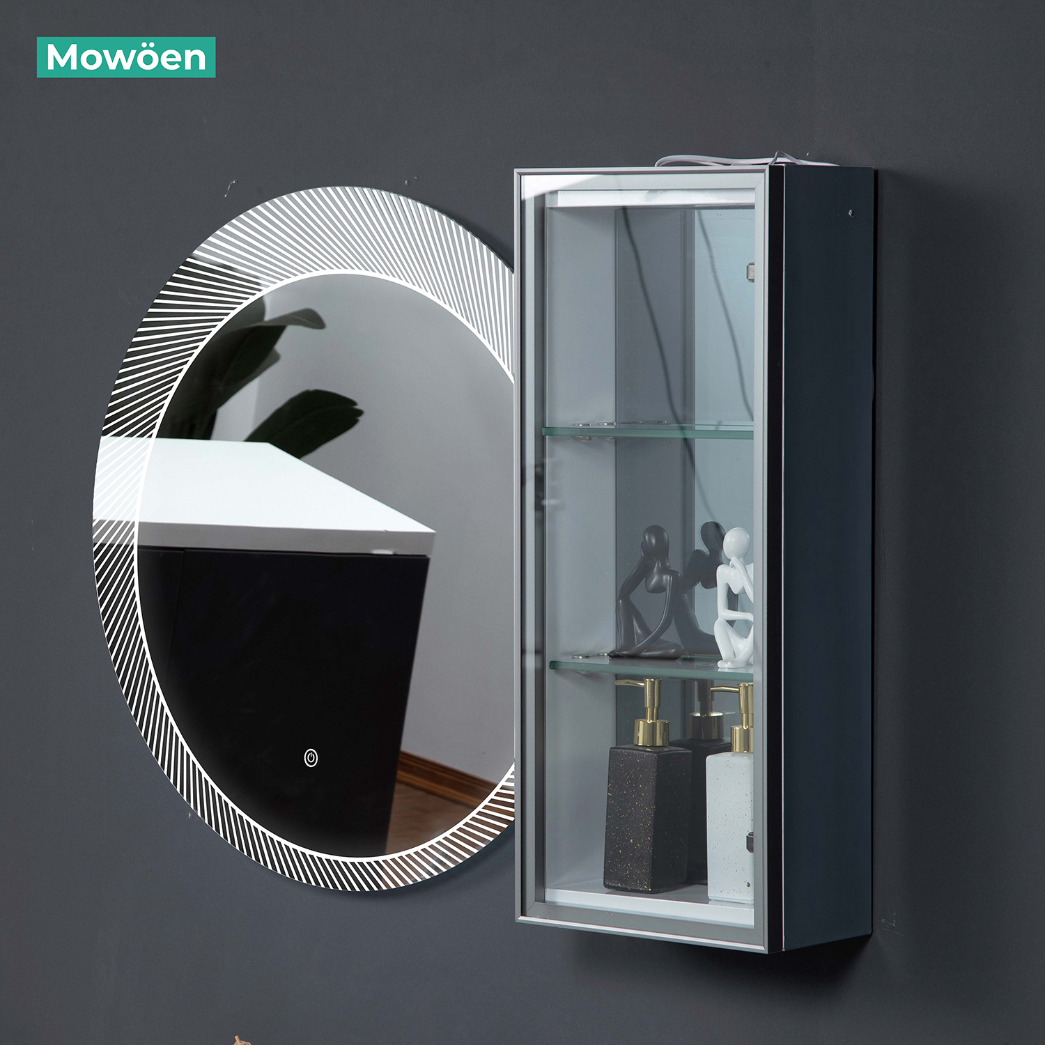 Bộ tủ chậu và tủ gương led inox 304 size 1000mm MOWOEN MW6812S-100