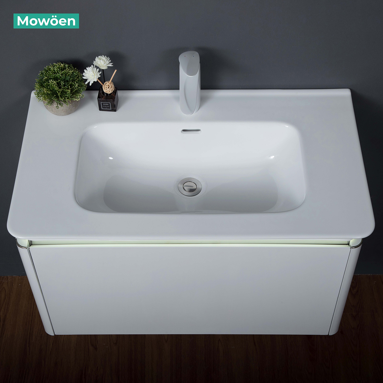 Bộ tủ chậu và gương led inox 304 size 800mm MOWOEN MW6812S-80