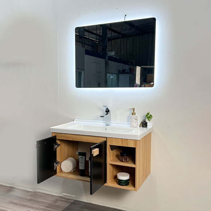 Bộ tủ chậu và gương led size 800mm MOWOEN MW6968R-80