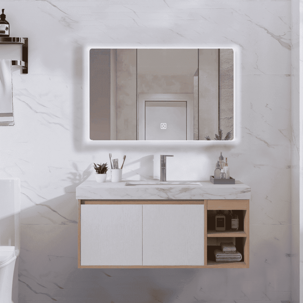 Bộ tủ chậu và tủ gương size 800mm Mowoen MW9567-80