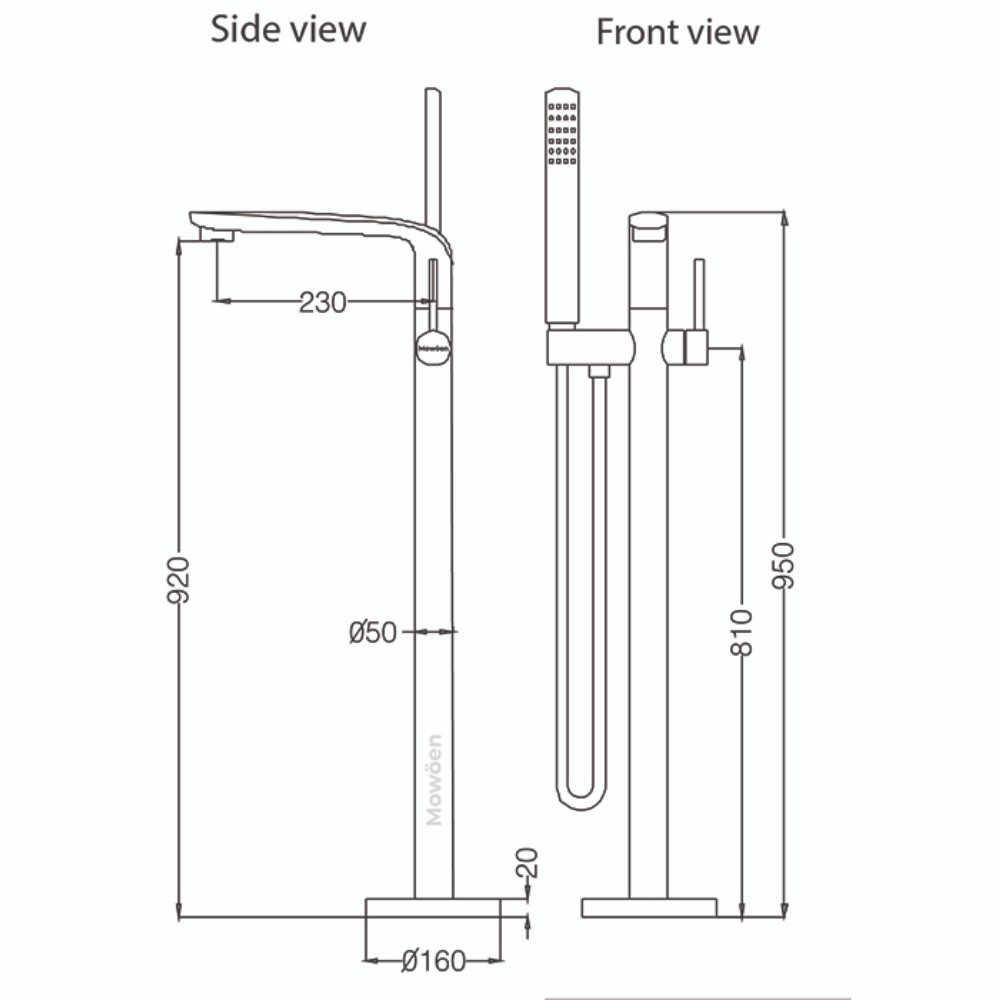 Bộ vòi sen xả bồn đặt sàn MOWOEN ETRO-FB0009
