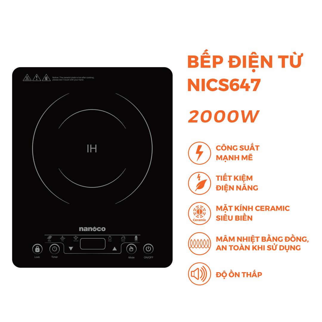 Bếp điện từ đơn dòng bếp mỏng Nanoco NICS647