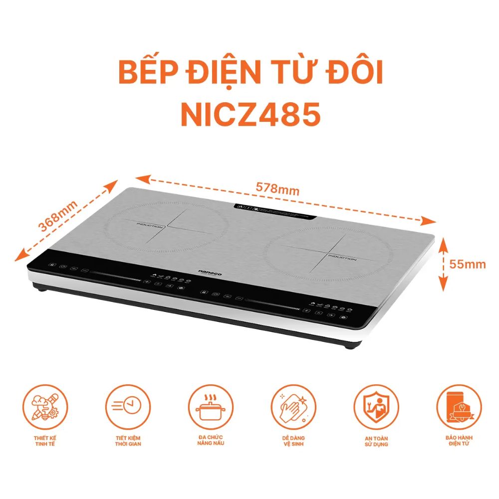 Bếp điện từ đôi Nanoco NICZ485