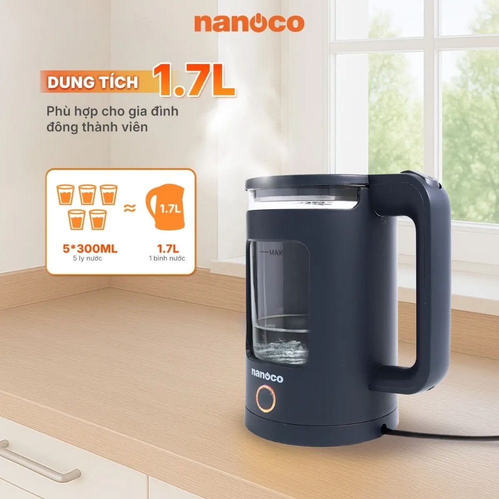 Bình đun siêu tốc 1.7L Nanoco NKT1761