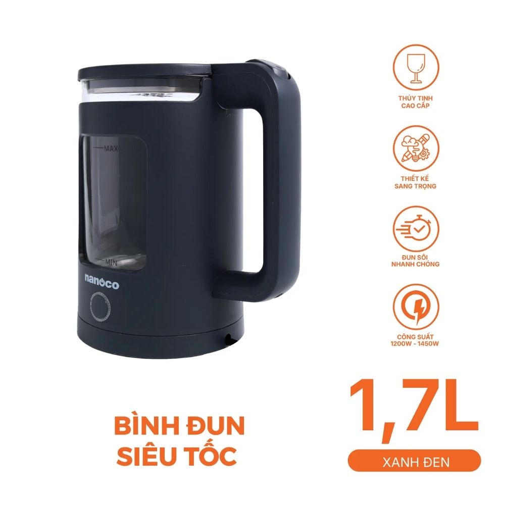 Bình đun siêu tốc 1.7L Nanoco NKT1761
