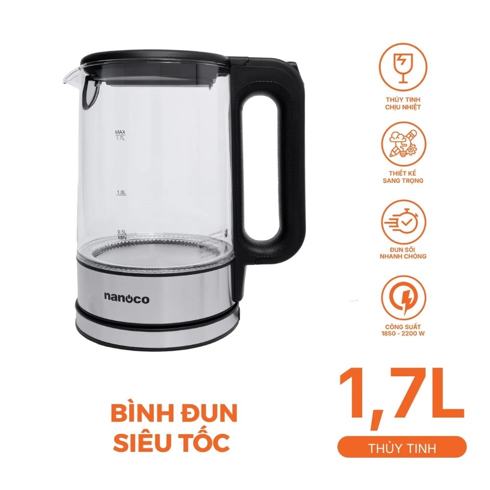 Bình đun siêu tốc 1.7L Nanoco NKT1790