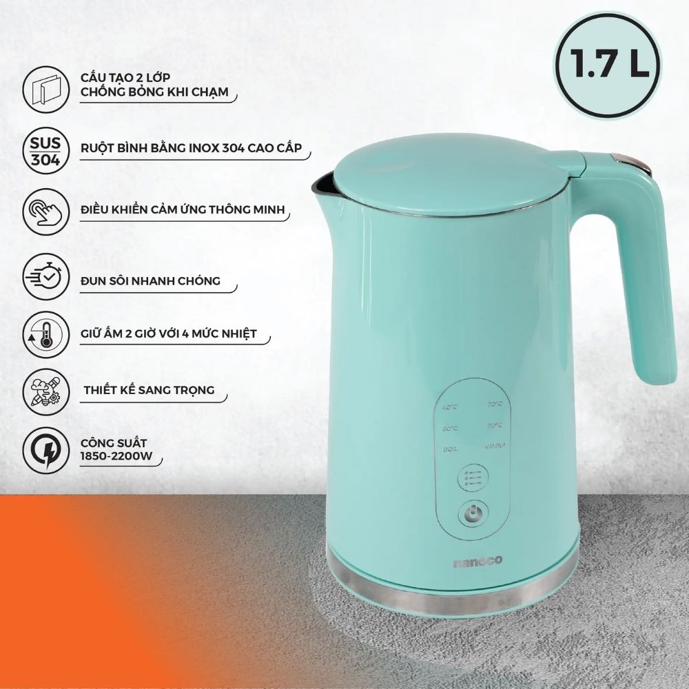 Bình đun siêu tốc 1.7L Nanoco NKT1791G