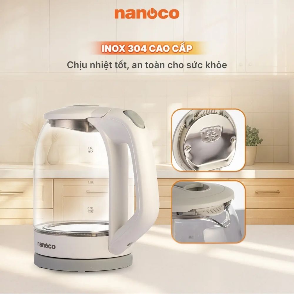Bình đun siêu tốc 1.8L Nanoco NKT1875W