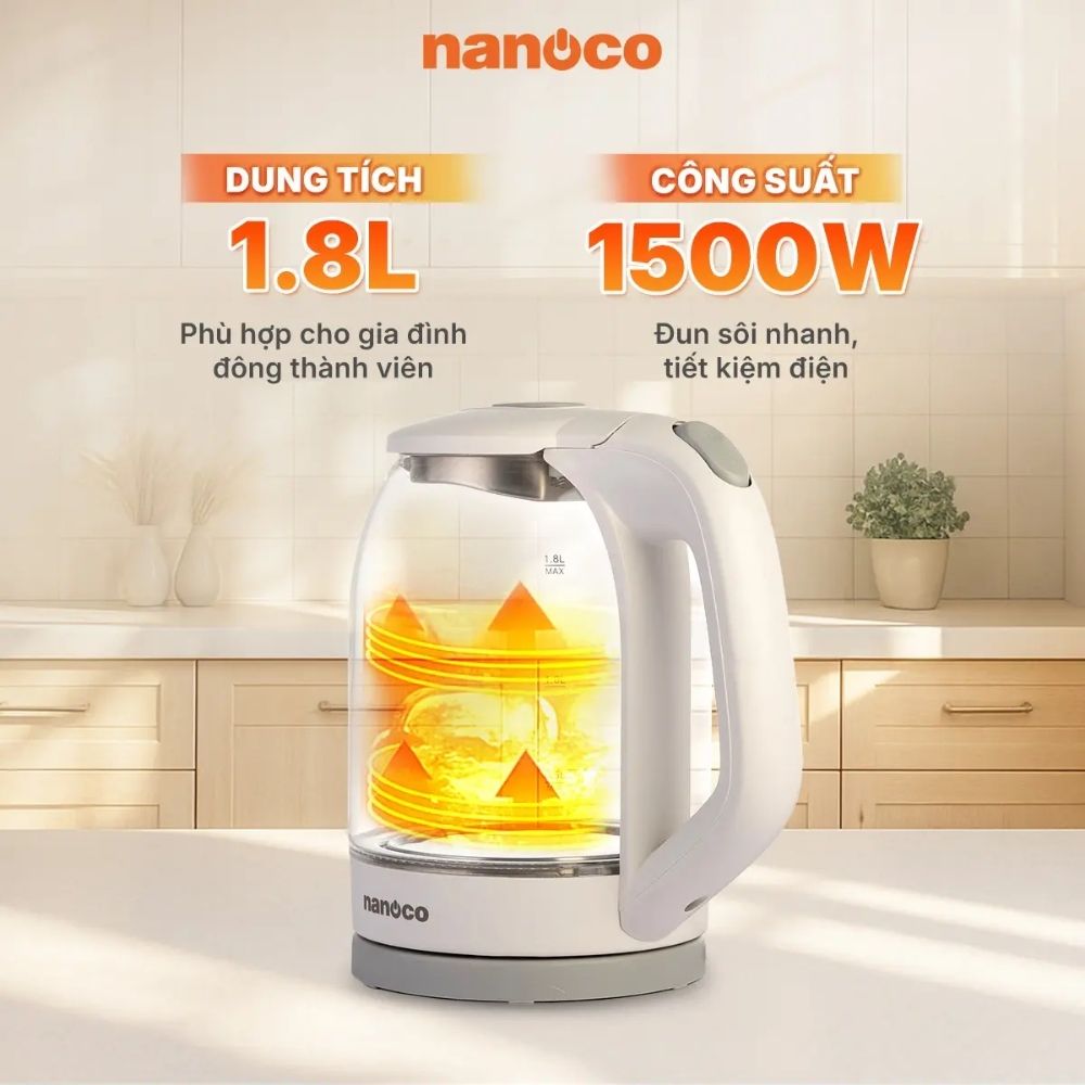 Bình đun siêu tốc 1.8L Nanoco NKT1875W