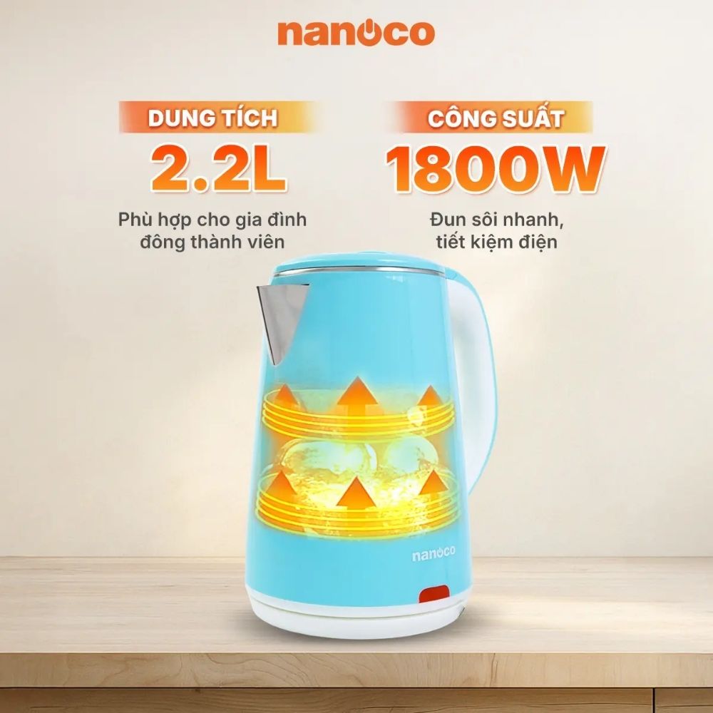 Bình đun siêu tốc 2.2L Nanoco NKT2241B
