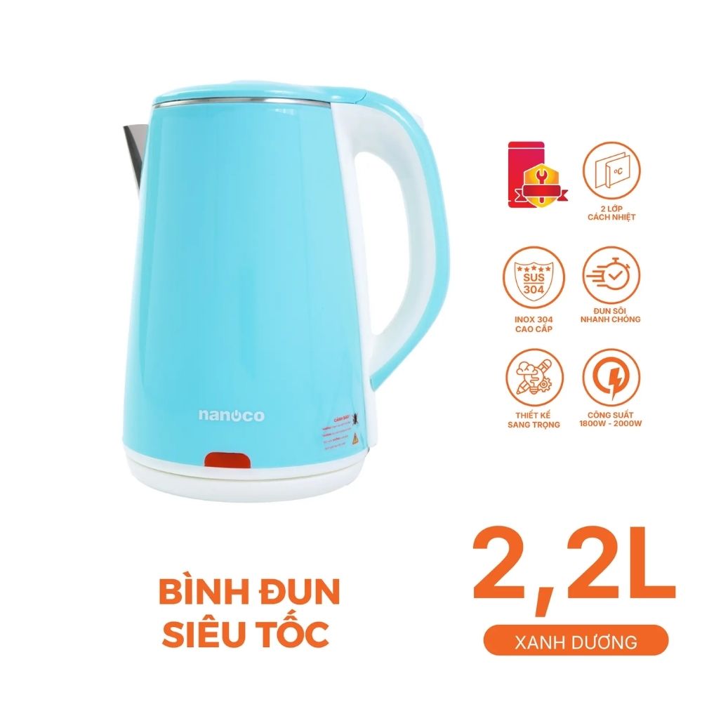 Bình đun siêu tốc 2.2L Nanoco NKT2241B