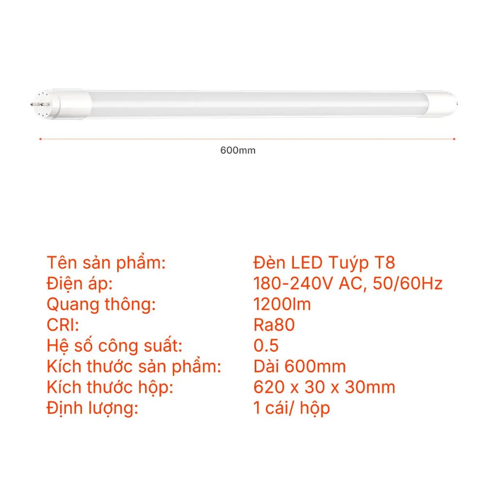 Đèn Led tuýp T8 0.6m 10W Nanoco NT8P106/ NT8P103 Lite Series