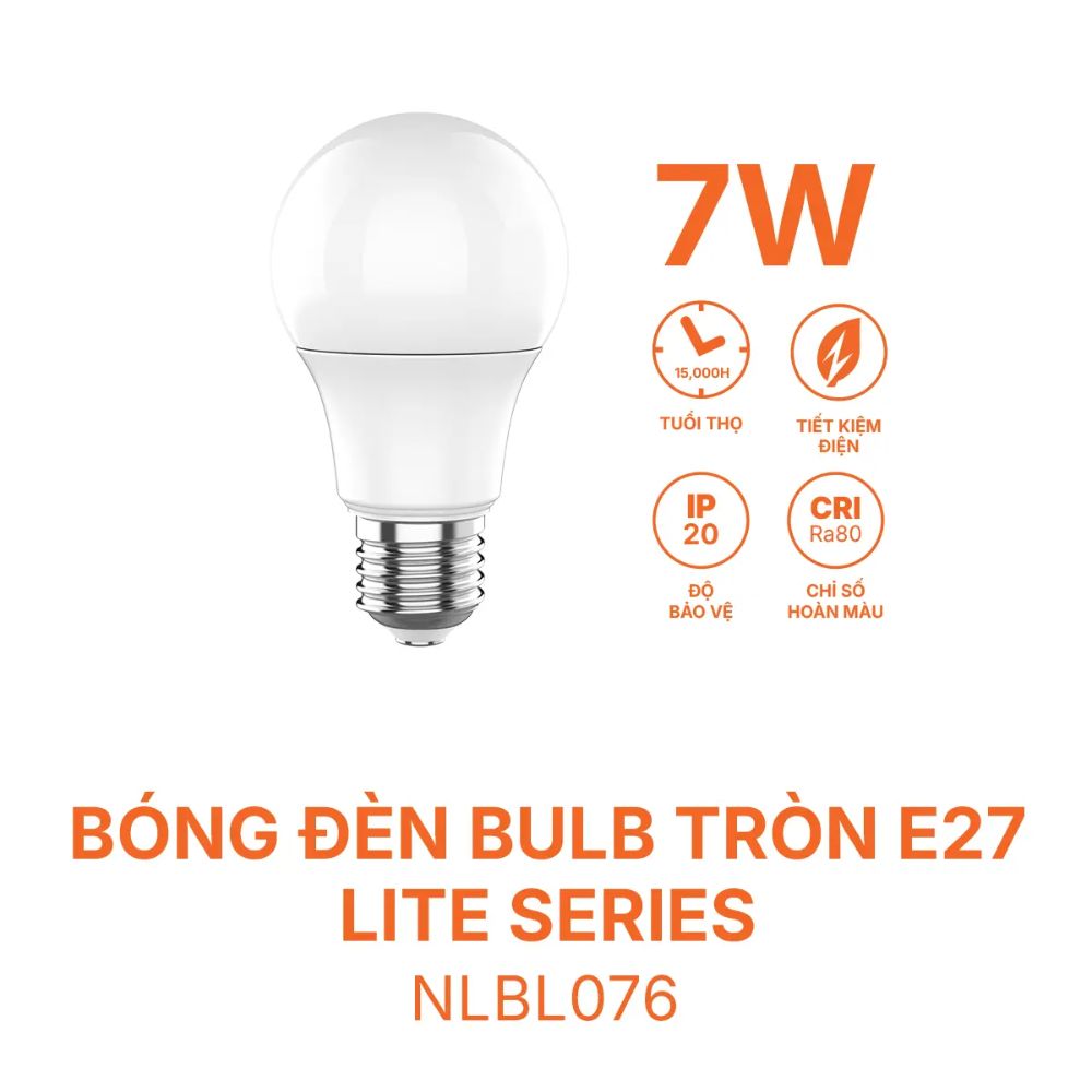Bóng đèn LED Bulb tròn E27 7W Nanoco NLBL076 / NLBL073 Lite Series